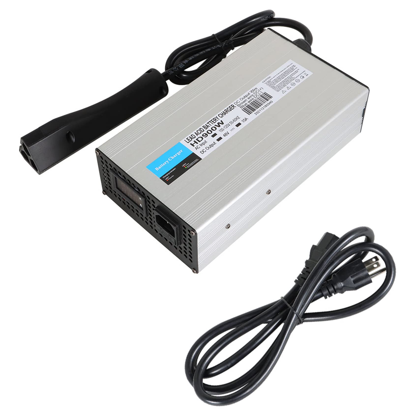 48V 15A Golf Cart Battery Charger with RXV Plug - Compatible with EZGO & Yamaha - Perfect for Home, Golf Course & RV Use