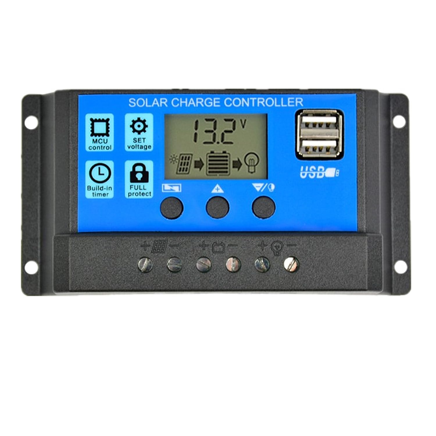 30A PWM Solar Charge Controller 12V/24V Auto - Adjustable LCD Display with Dual USB Ports & Timer - Perfect for RV, Boat, Off-Grid Solar Systems & Home Solar Panel Regulation