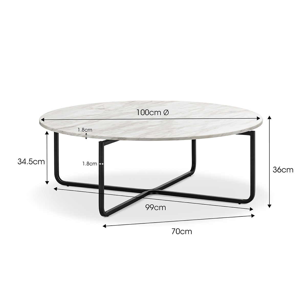 Modern Round Marble Coffee Table - 36