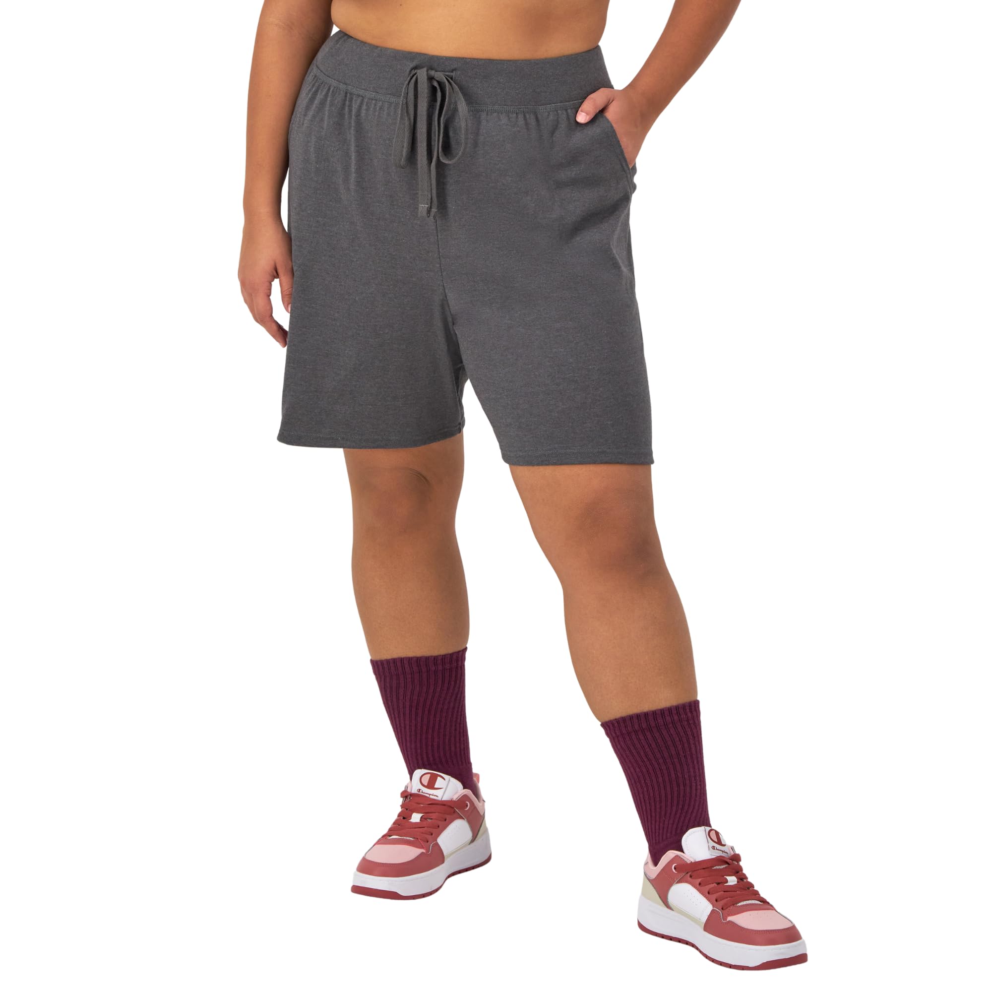 Champion Women's Lightweight Lounge Shorts - Soft Jersey Comfortable Athletic Shorts for Women (Plus Size Available) - Perfect for Yoga, Running, and Casual Wear