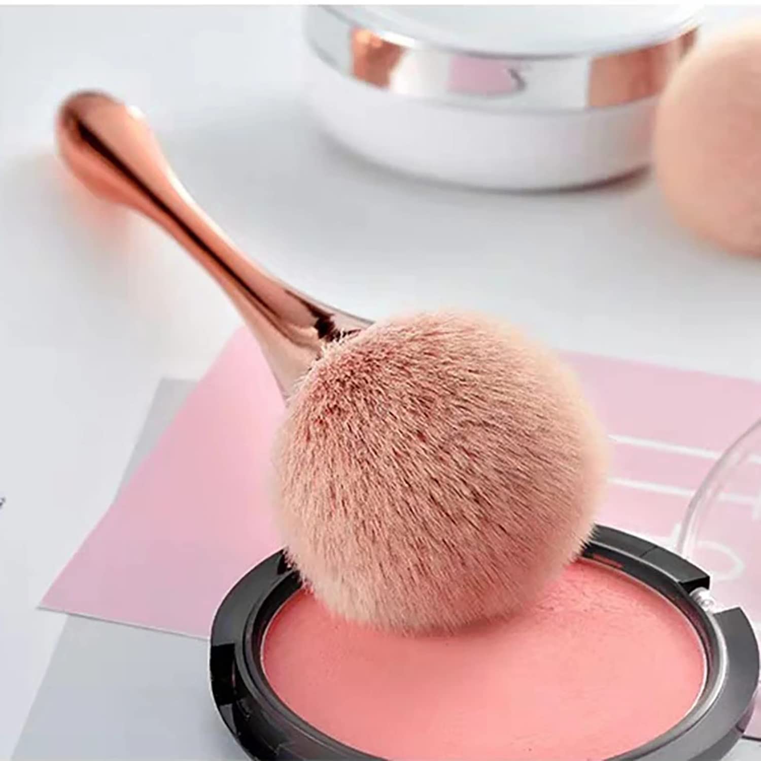SILPECWEE 2 Pack Nail Brushes for Acrylic Nails - Rose Shape Dust Powder Remover & Clean Up Tools - Professional Manicure & Nail Art Brush Kit for Makeup & Salon Use