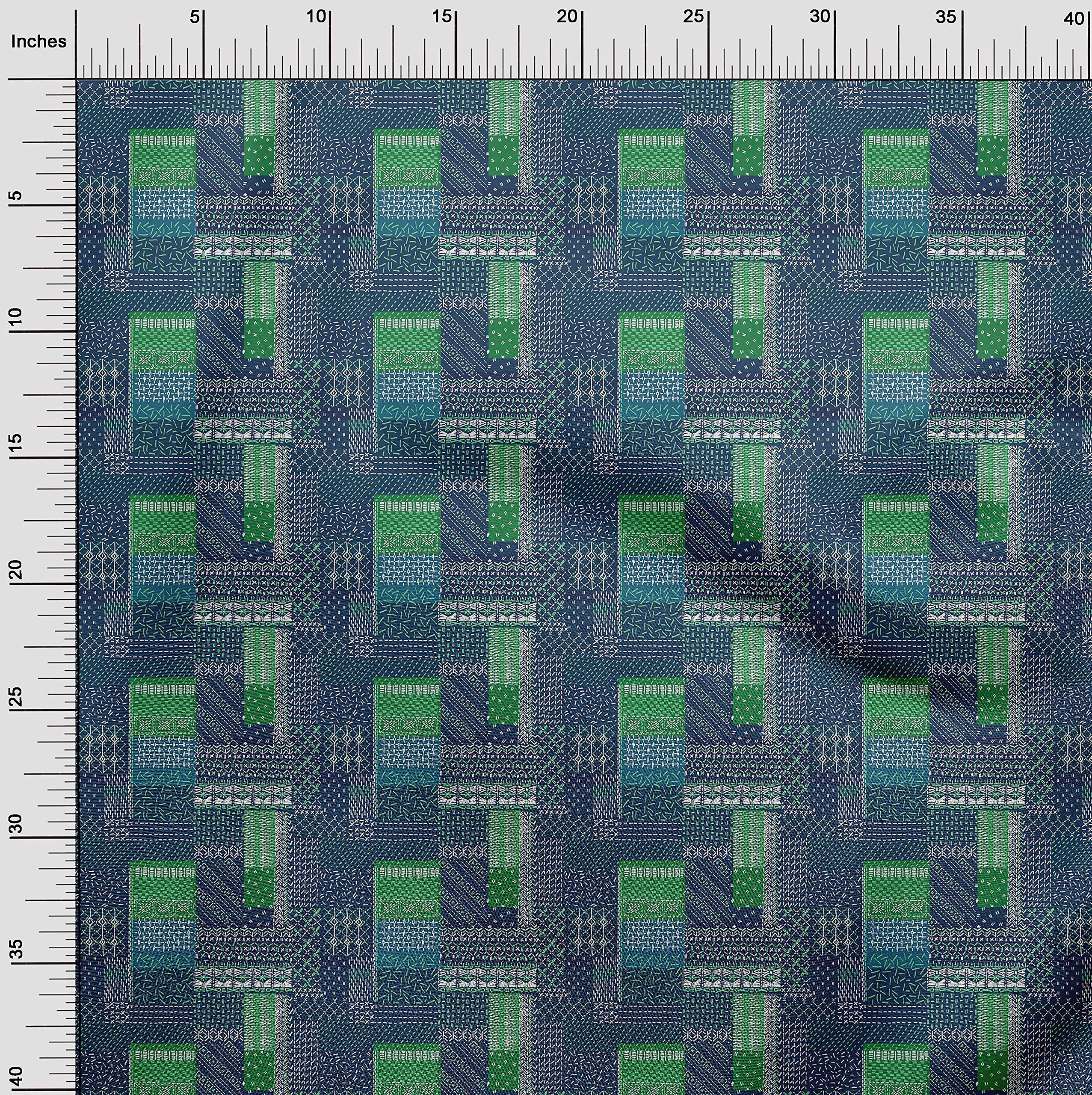 oneOone Rayon Blue Printed Patchwork Fabric by The Yard - 56 Inch Wide DIY Sewing Material for Clothing, Quilts & Home Decor Projects