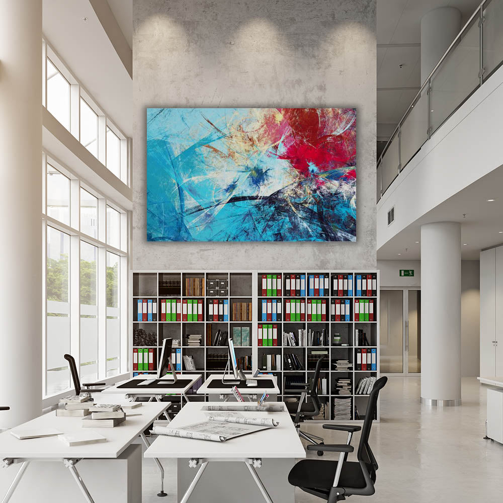 Abstract Blue & Red Wall Art Canvas Painting - Modern Home Decor for Living Room, Bedroom & Office - Perfect Gift for Housewarming & Holidays