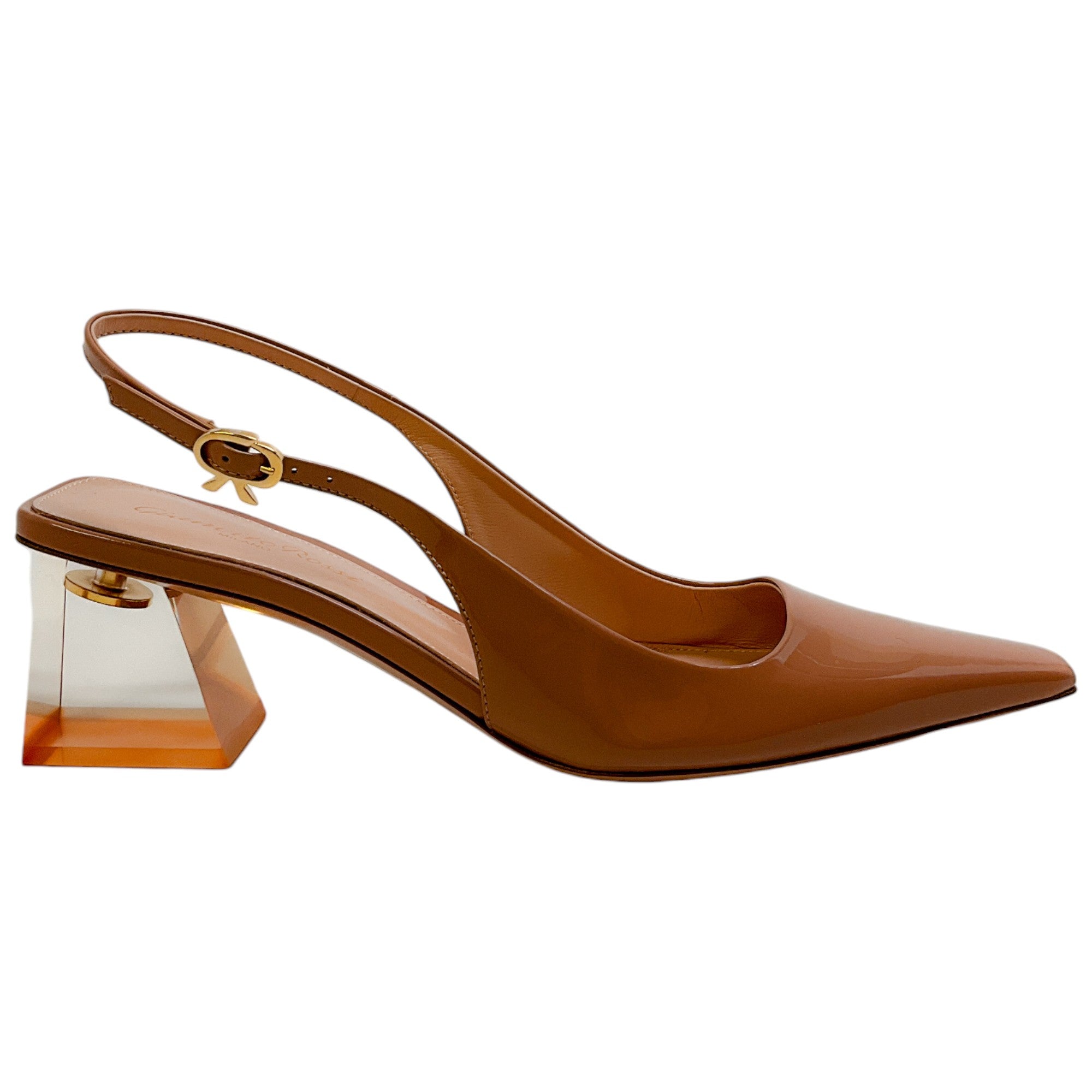 Gianvito Rossi Praline Patent Leather Cosmic Sling 55 Pumps - Women's High Heel Shoes for Party, Wedding & Evening Wear