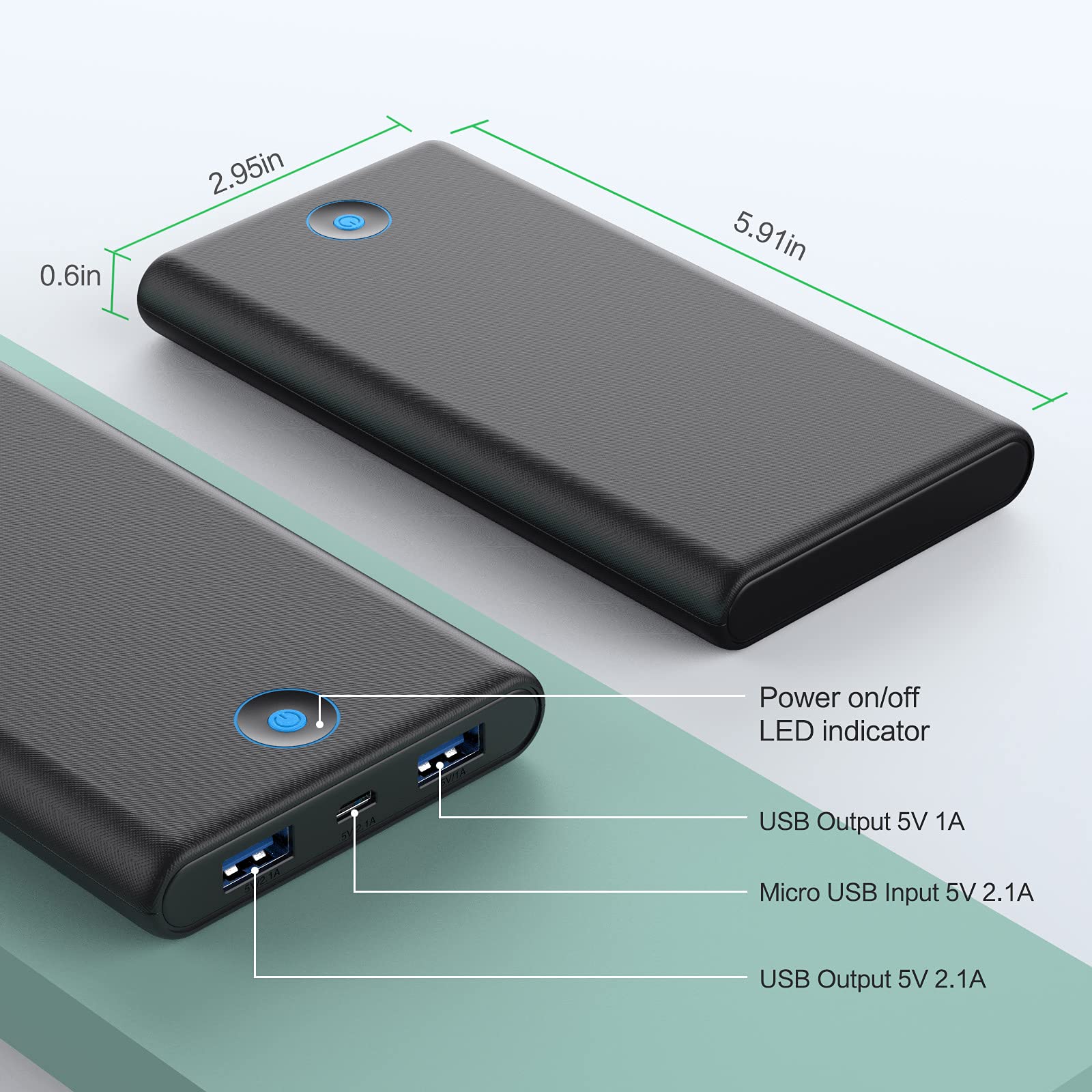 20000mAh Portable Charger 2-Pack - Ultra Slim Fast Charging Power Bank with Dual USB Outputs for iPhone 16/16 Pro/15/14/13/12/X, Samsung S24/S23 & Android Phones - Perfect for Travel, Camping & Emergency Power Backup