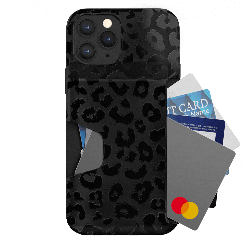 Black Leopard iPhone Wallet Case - Slim Leather Phone Cover with Card Holder for iPhone 13/14/15 Pro Max - Perfect for Travel, Shopping & Everyday Use