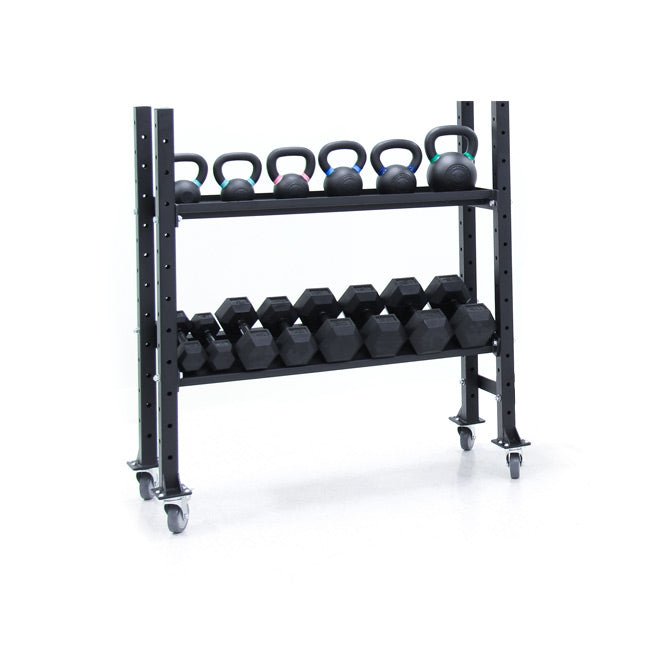 XM Fitness 2-Tier Kettlebell & Dumbbell Storage Rack - Heavy Duty Weight Rack Organizer for Home Gym, Garage, and Fitness Studio - Perfect for Dumbbell and Kettlebell Organization