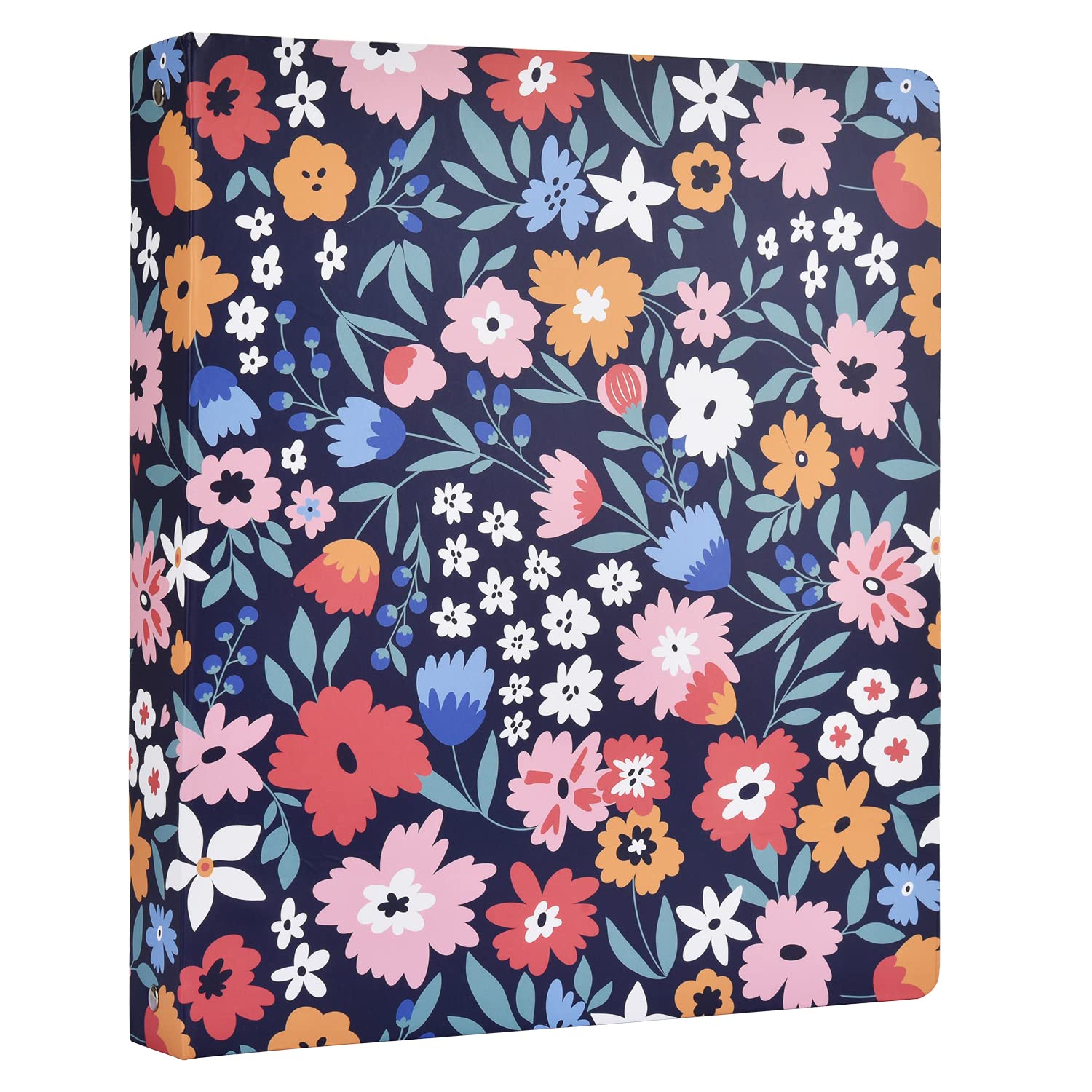 Floral Art Deco Hardcover 3-Ring Binder for Letter Size Paper - 1 Inch Round Rings, 2 Interior Pockets - Elegant School & Office Organizer for Notes, Documents & Presentations | Perfect for Students, Teachers & Professionals