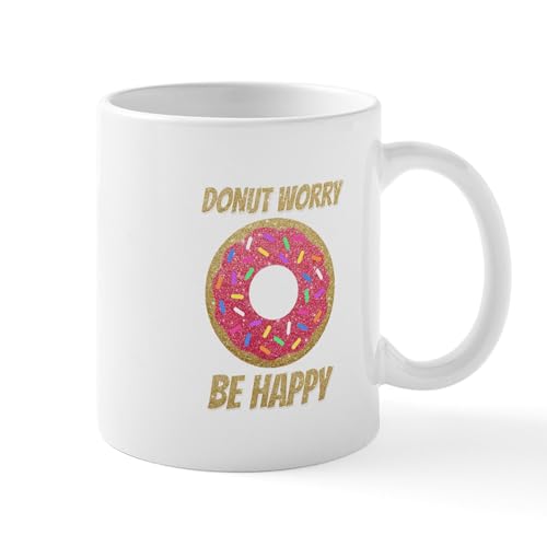 White - Donut Worry Be Happy Mugs