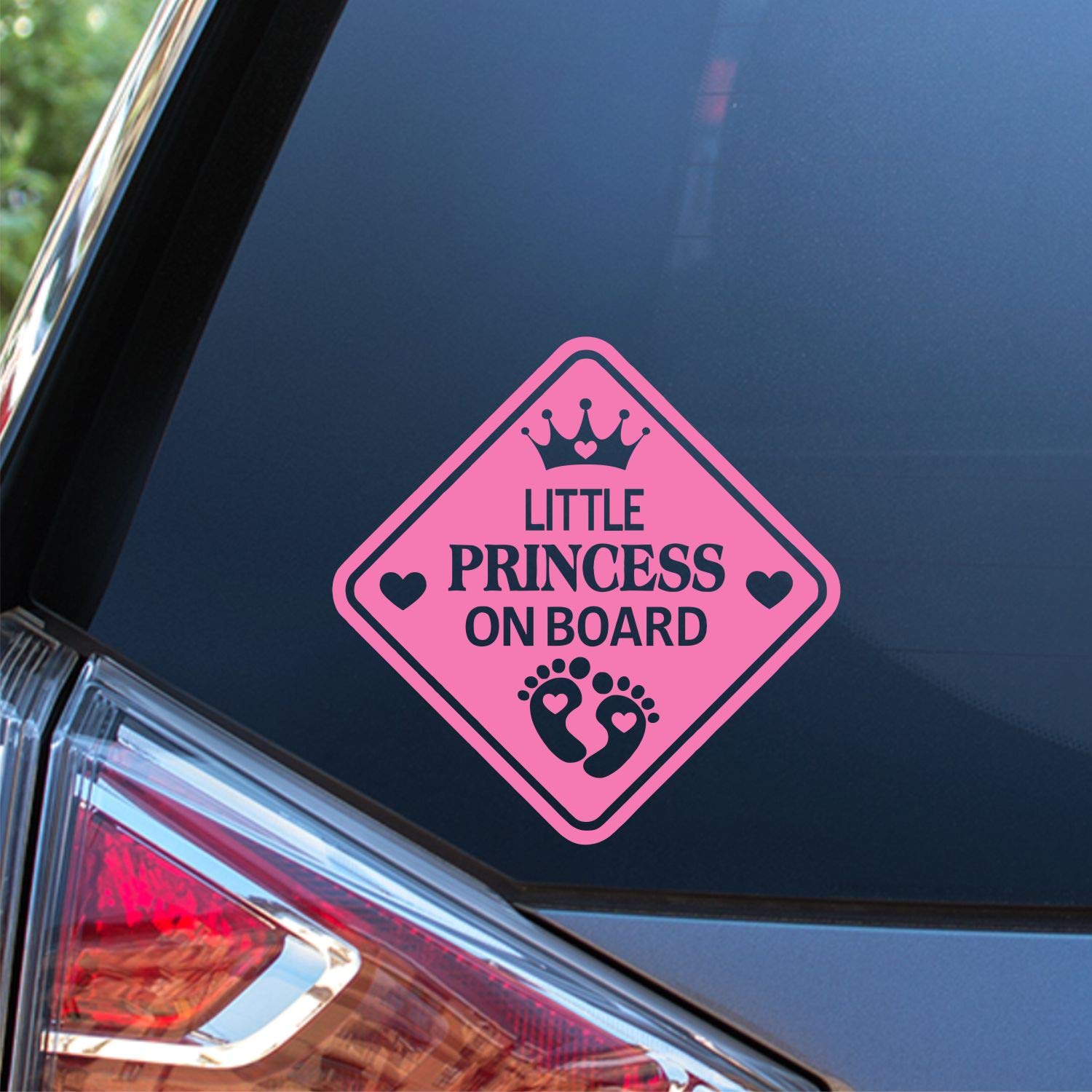 Little Princess On Board Vinyl Car Sticker - 5.5 x 5.5 Inch Light Pink Decal for Cars, Trucks, Vans, Walls & Laptops - Perfect for Baby Announcements, Gender Reveals & Nursery Decor