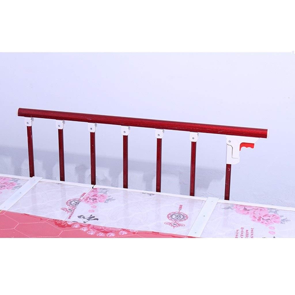Elderly Bed Rails Guard - Metal Red Wood Grain Swing Grab Bar for Adults & Handicap Safety | Folding Assist Handle for Home Care & Bedside Support | Perfect for Seniors, Mobility Assistance & Fall Prevention
