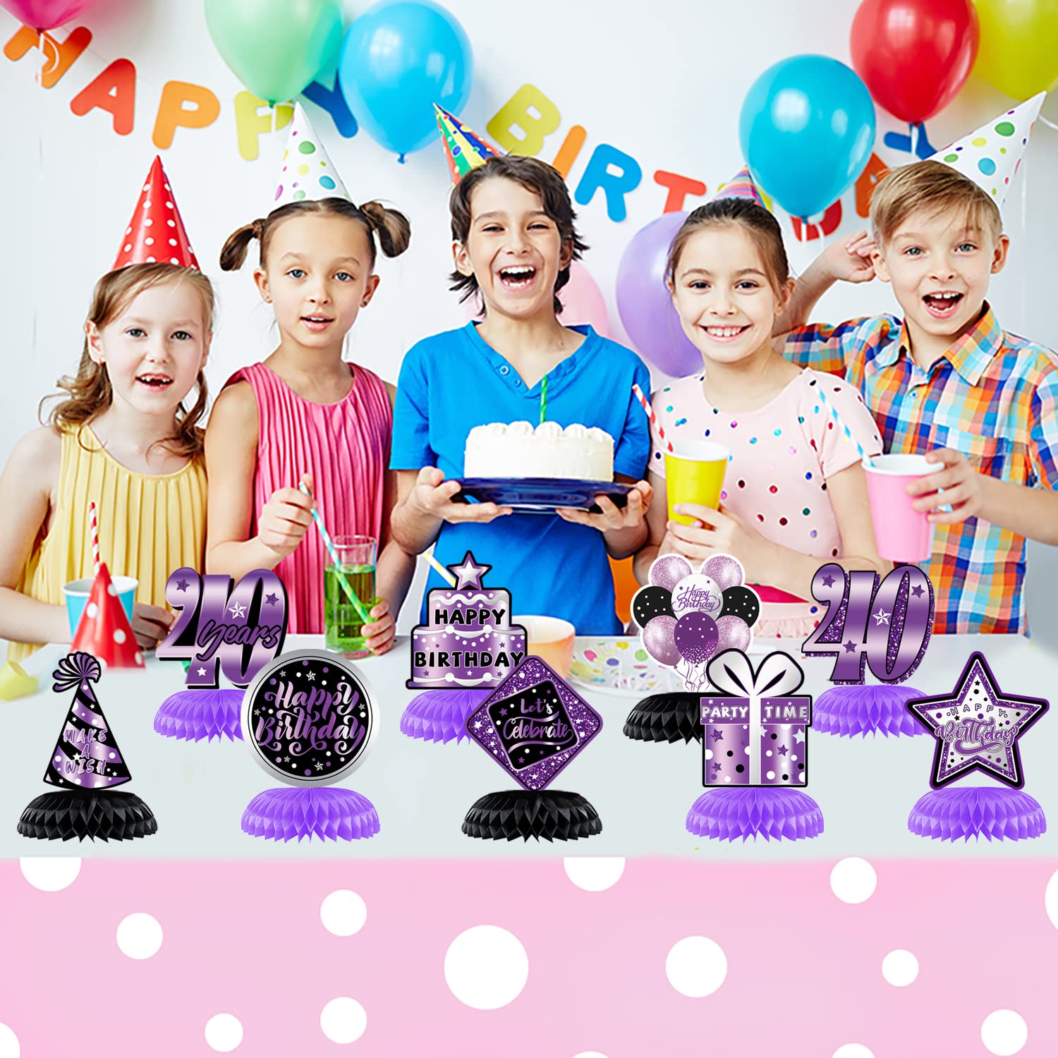 40th Birthday Party Decorations for Women - 9-Piece Purple Table Centerpieces, Cheers to 40 Years Celebration Supplies | Perfect for Milestone Birthday Parties, Anniversary Events & Purple-Themed Gatherings