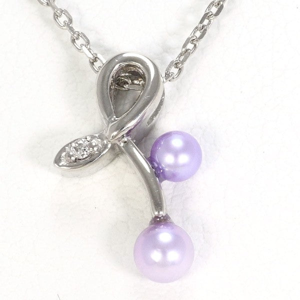 18K White Gold Pearl Diamond Necklace for Women - Elegant Bridal Jewelry, Anniversary Gift, Wedding Party & Special Occasion Accessory