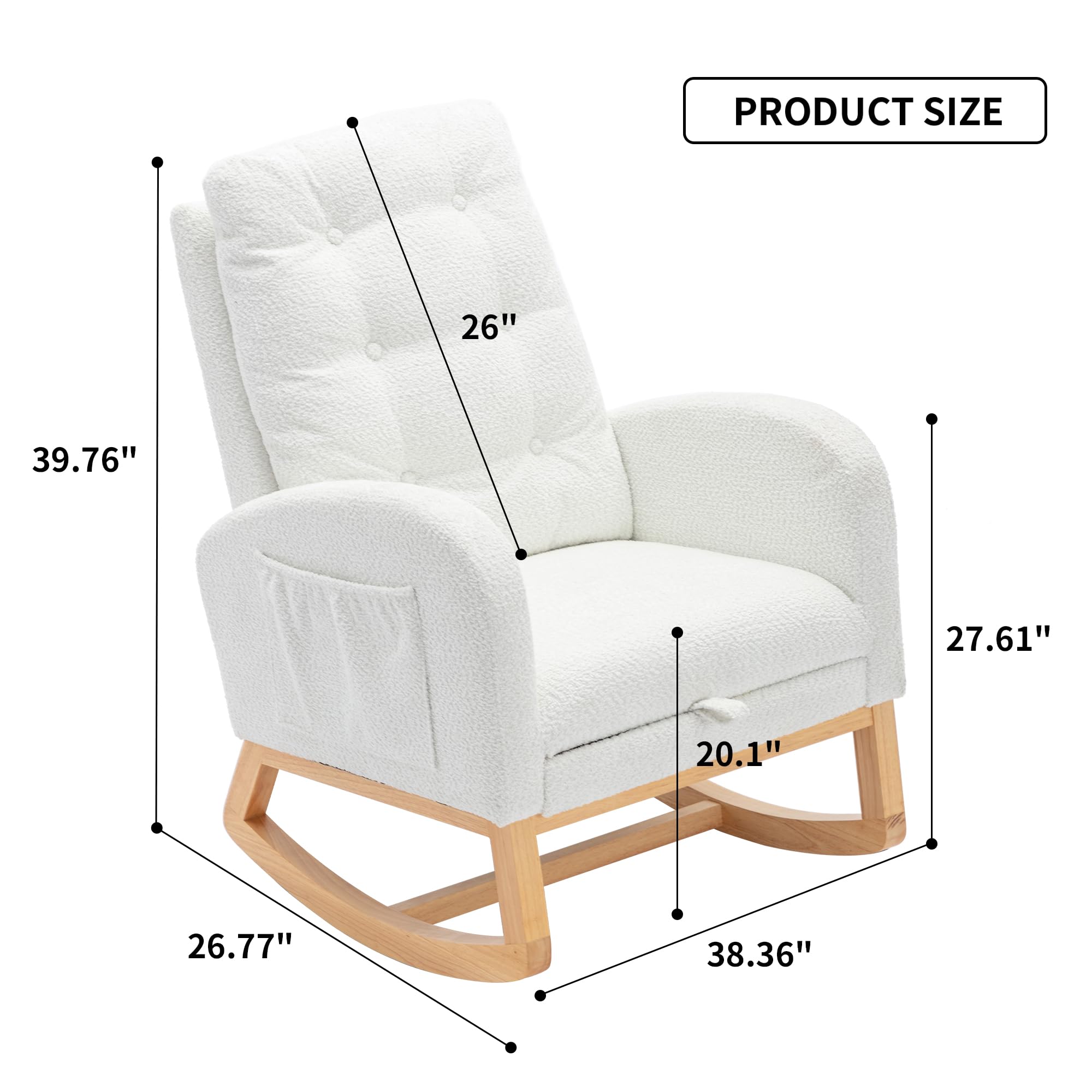 Comfortable Nursery Rocking Chair with Retractable Footrest - Glider Rocker Accent Chair with Padded Seat & High Backrest - Perfect for Living Room, Bedroom, Office & Nursery (White) - Ideal for Nursing, Relaxing & Reading