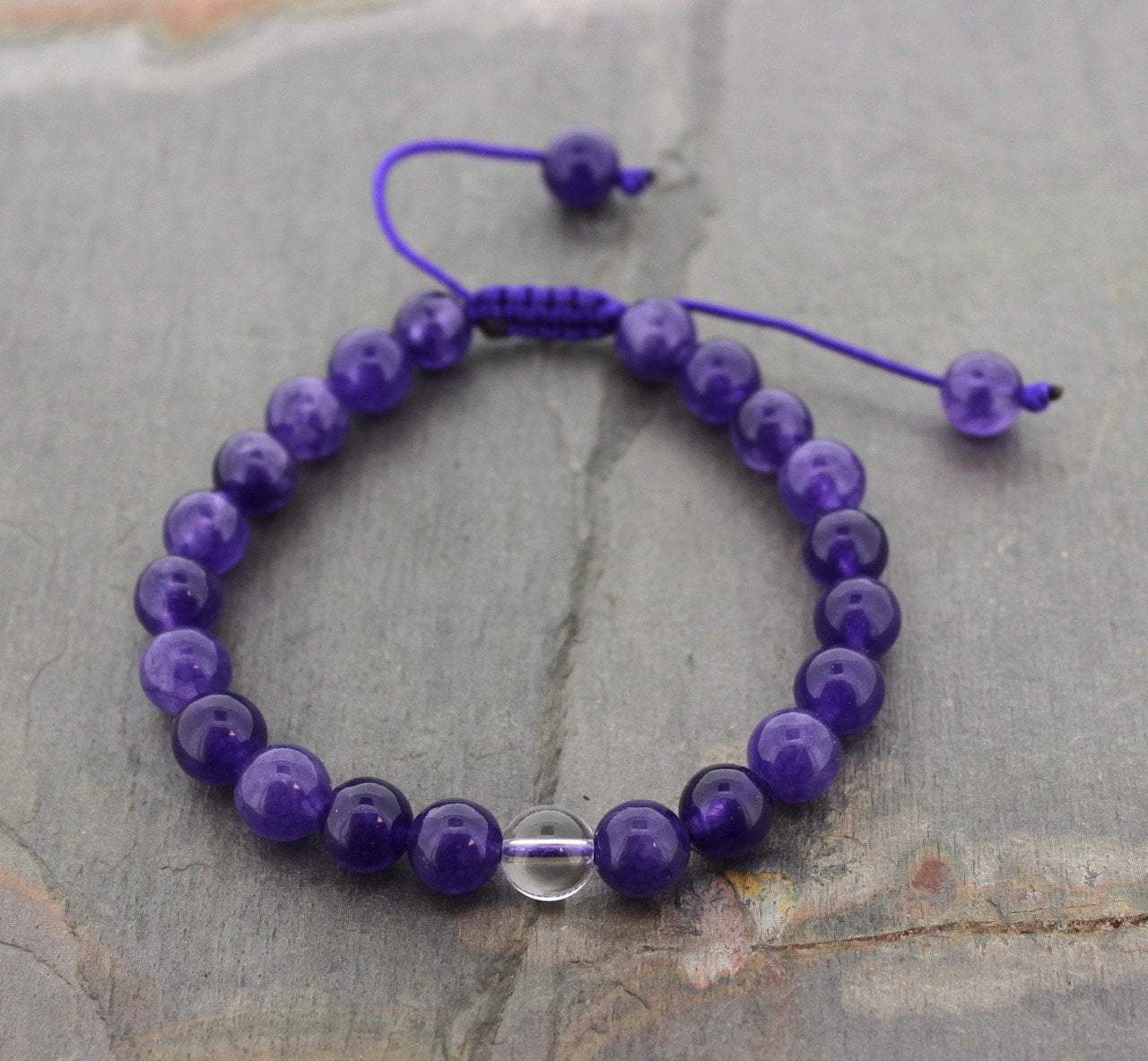 Natural Amethyst Beaded Wrist Mala Bracelet - Healing Crystal Meditation Jewelry for Women & Men - Perfect for Yoga, Mindfulness & Spiritual Practice