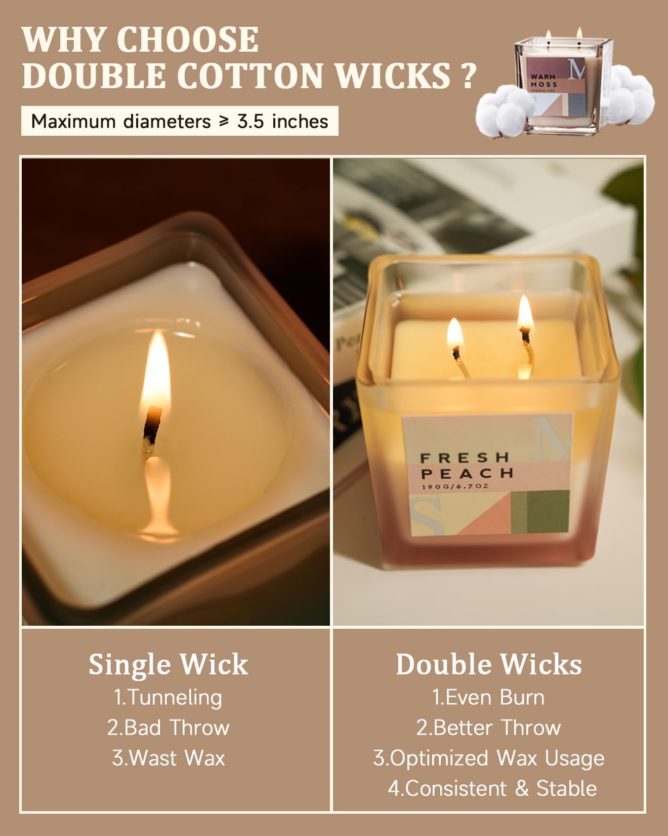 M&SENSE Water Lily Pear Scented Soy Candle Set with Refills - 14.3oz Aromatherapy Jar Candles, 80H Burn Time - Relaxing Fragrance for Stress Relief, Meditation, Spa, Yoga, Bath & Home Decor Gift