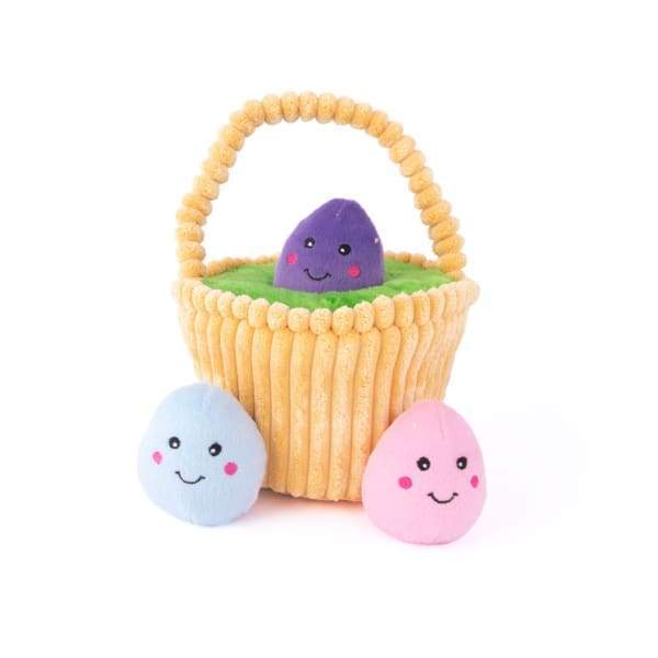 ZippyPaws Zippy Burrow Easter Egg Basket Dog Toy - Interactive Hide & Seek Plush Toy for Small & Medium Dogs - Perfect for Easter, Training & Playtime Fun