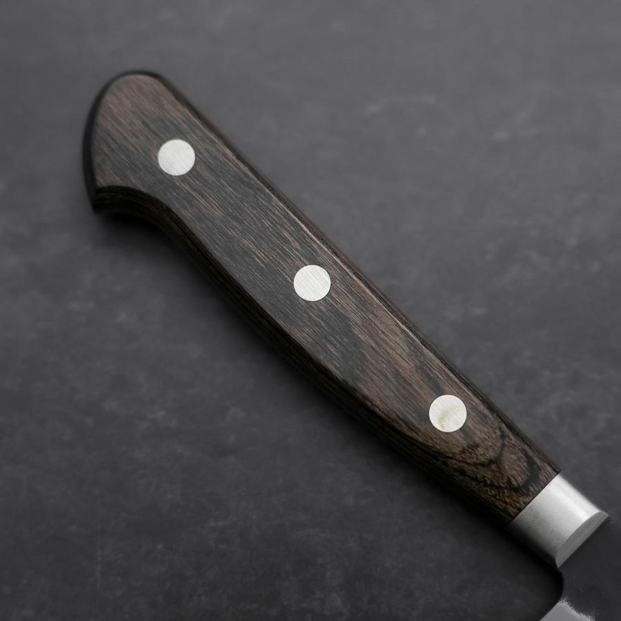 Premium 240mm Sujihiki Japanese Knife - Stainless Clad Blue Super Steel, Kurouchi Tsuchime Finish with Western Brown Handle - Perfect for Slicing Sashimi, Meat & Sushi Preparation