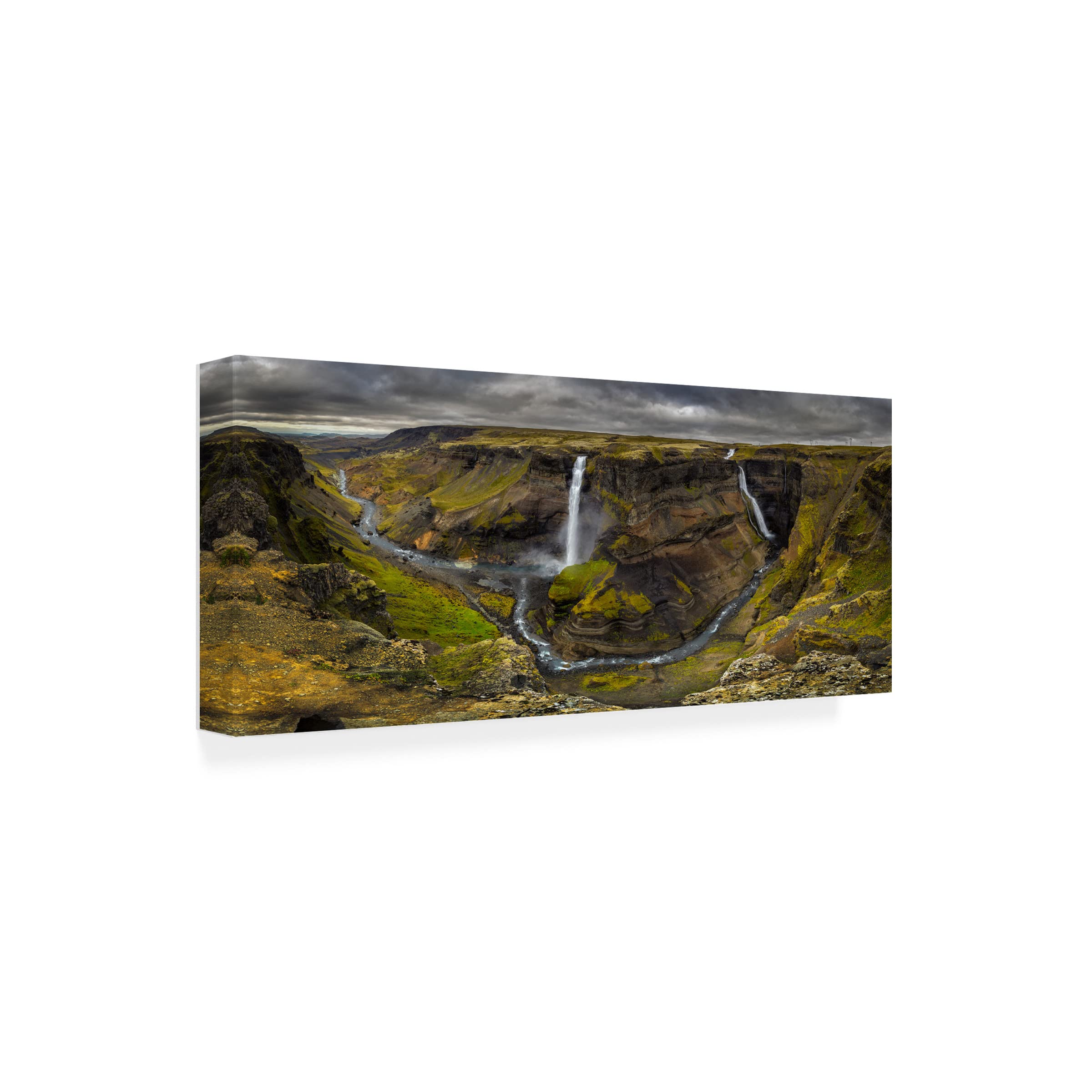 Trademark Fine Art 'Land Of Waterfalls' Canvas Wall Art by Alvaro Perez - Stunning Waterfall Landscape Painting for Living Room, Bedroom & Office Decor