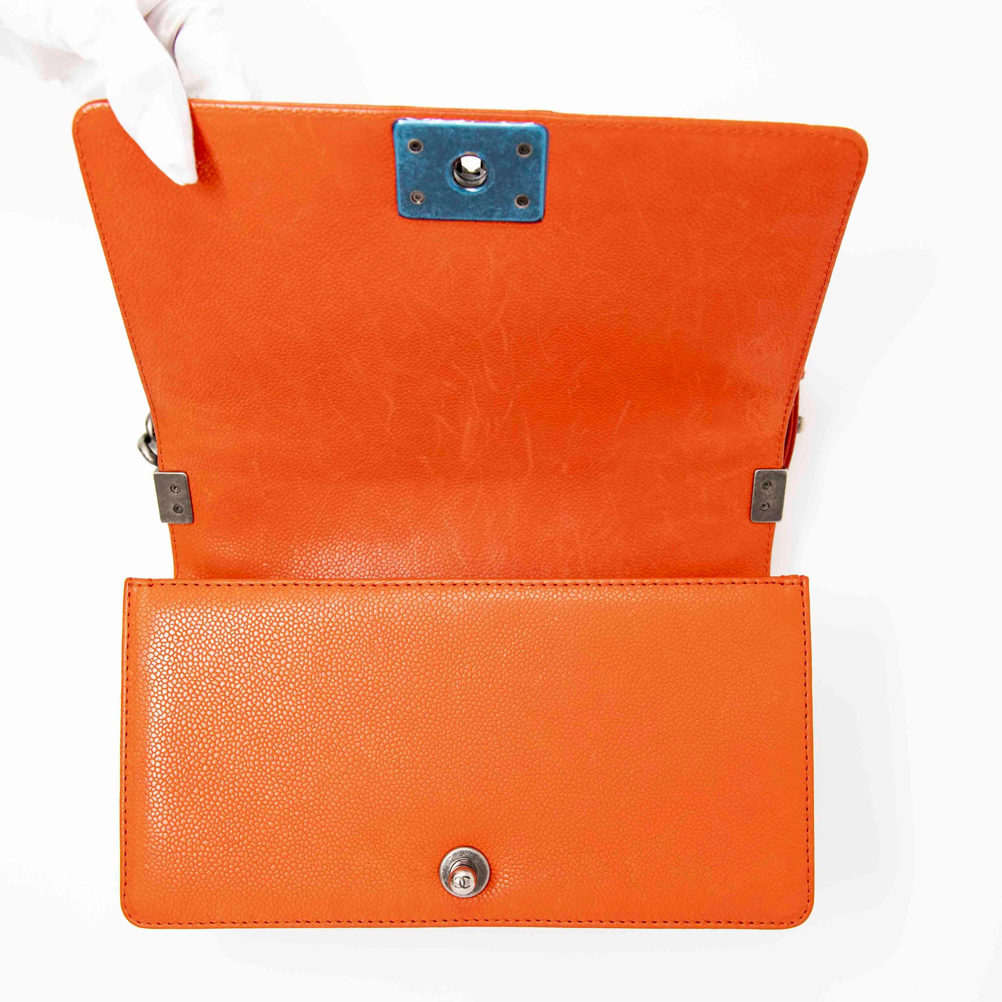 Chanel Orange Medium Whipstitch Boy Bag - Luxury Leather Crossbody Handbag for Women | Perfect for Parties, Date Nights & Special Occasions