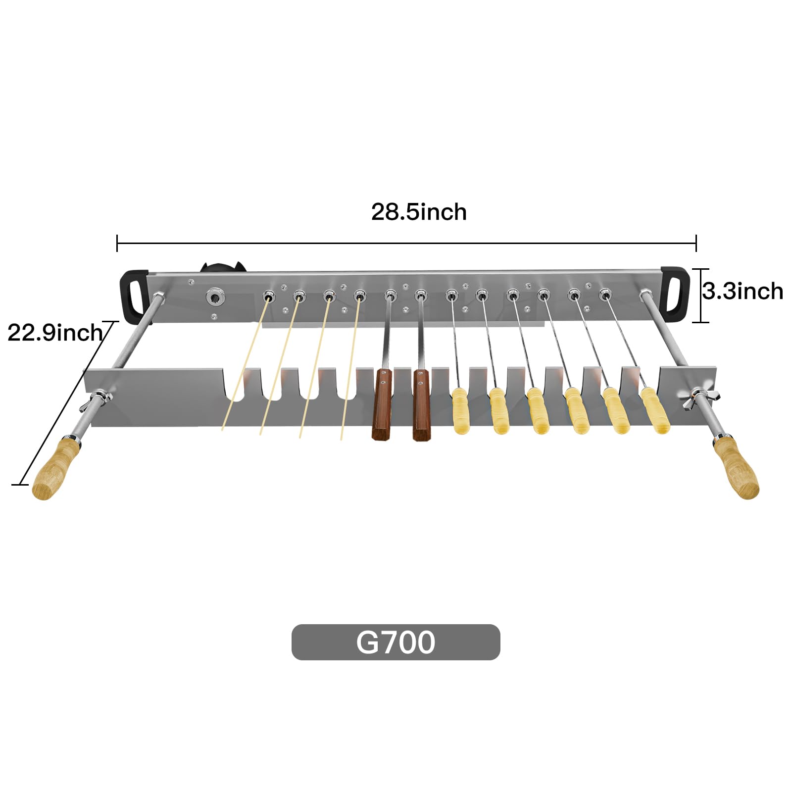Stainless Steel Electric BBQ Grill with Auto Rotating Spit - Adjustable Width for Perfect Grilling - Ideal for Backyard, Camping & Outdoor Cooking (Model G700)