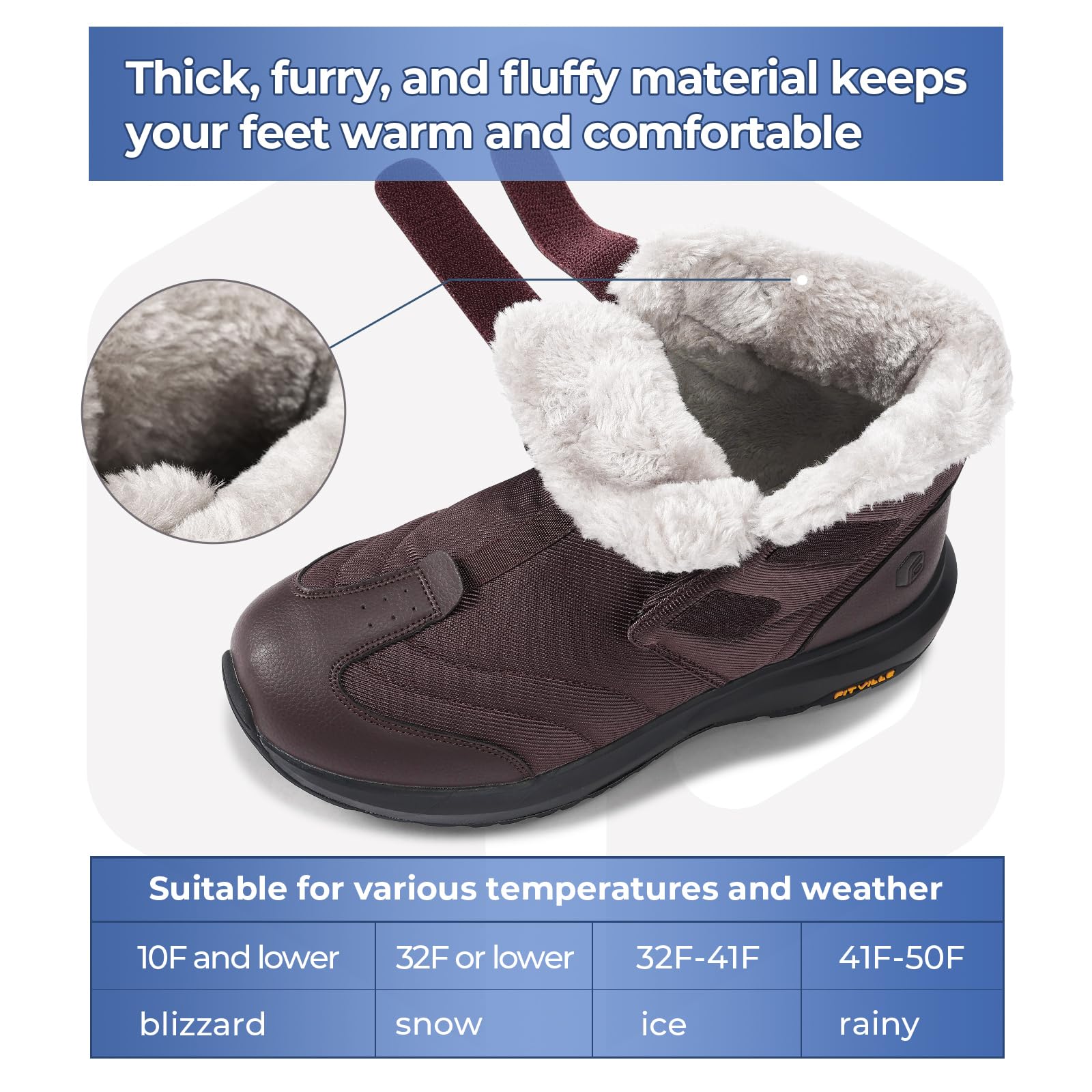 FitVille Men's Extra Wide Snow Boots - Waterproof Insulated Winter Boots for Outdoor Activities, Lightweight Wide Width Hiking Boots for Men (V3) - Perfect for Snow Trekking, Ice Fishing & Cold Weather Adventures