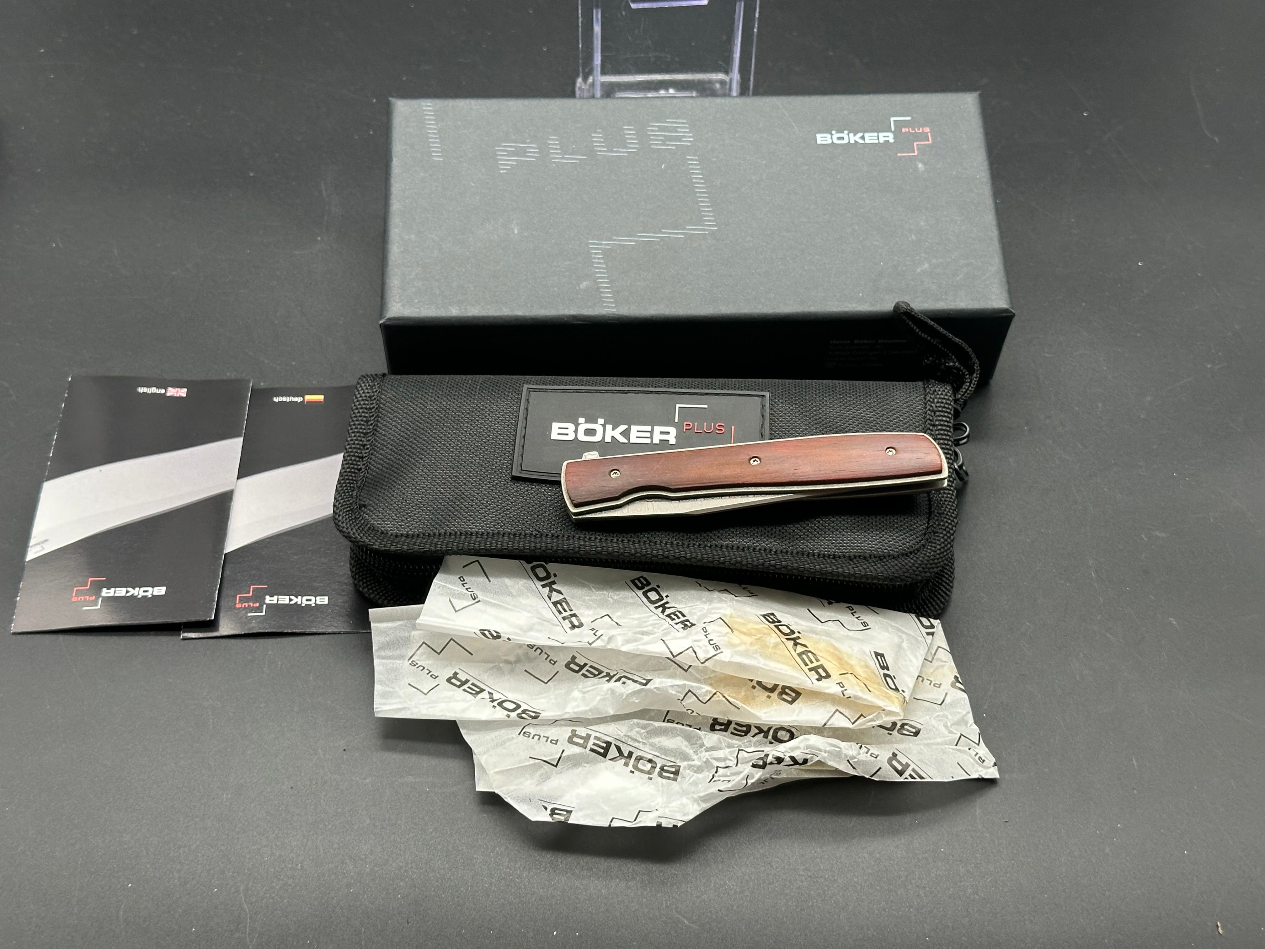 Boker Plus Urban Trapper Cocobolo Damascus Folding Knife - Premium EDC Pocket Knife for Outdoor, Camping, Hiking & Everyday Carry