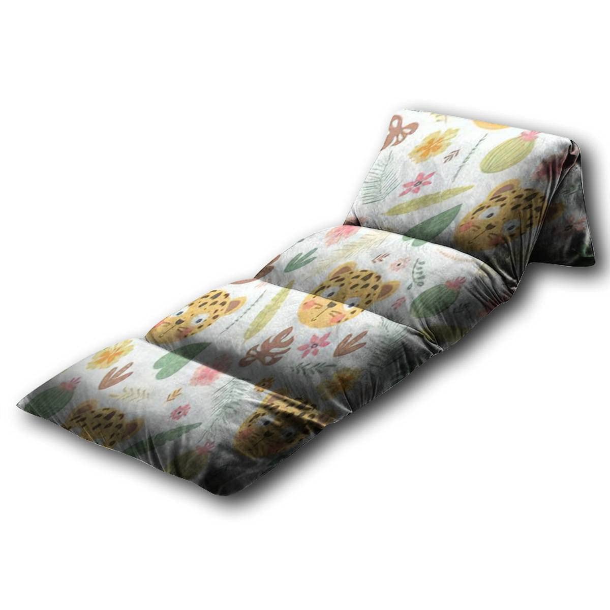 Soft Kids Floor Pillow with Leopard Head & Tropical Plants Design - Queen Size Children's Floor Lounger for Reading, Playing Games & Slumber Parties - Cozy Play Mat for Bedrooms, Playrooms & Sleepovers
