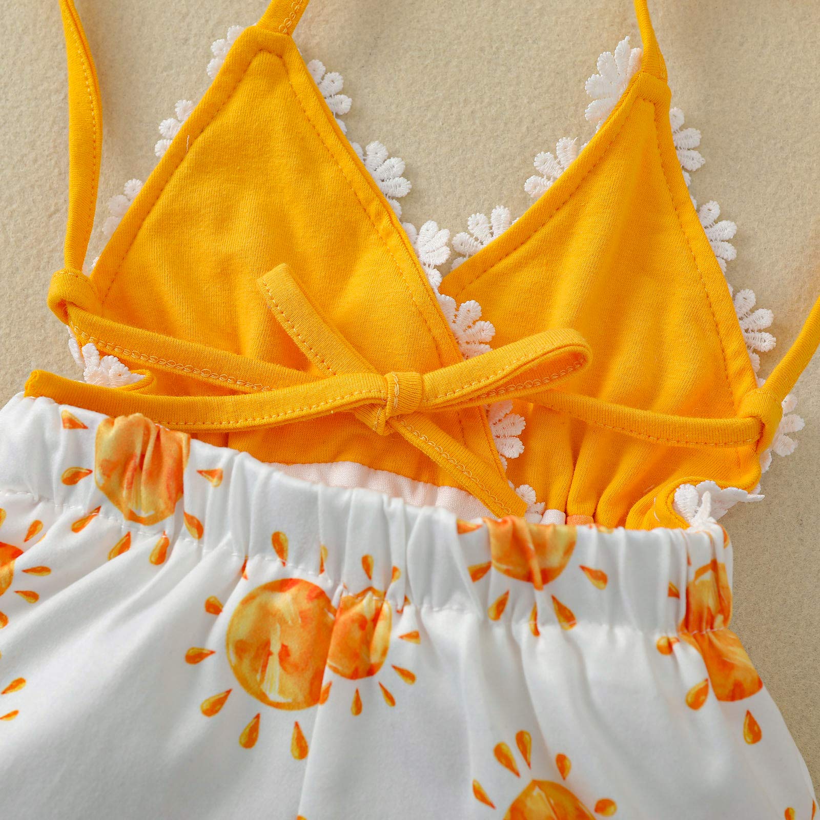 Newborn Baby Toddler Girls Sunflower Romper - Backless Strap Bodysuit Jumpsuit Outfit for Summer | Cute Sunflower-Themed Baby Clothes for Photoshoots, Beach Outings & Playdates