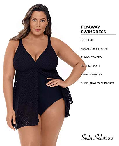 Swim Solutions Crochet Black Plus Size Bikini Cover Up - Perfect for Beach, Pool, and Summer Vacation Outfits