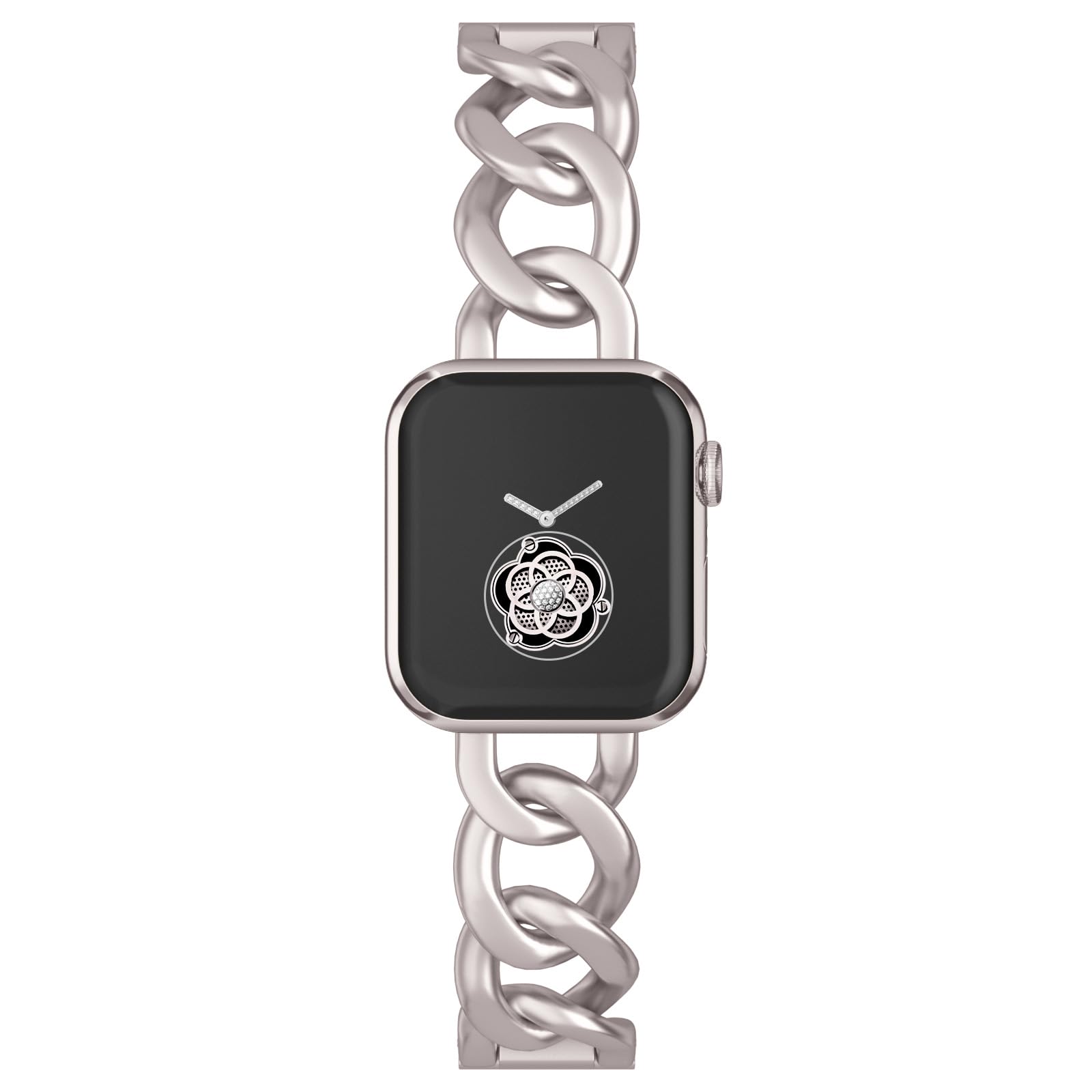 Starlight Silver Metal Watch Band for Apple Watch 38mm 40mm 41mm - Adjustable Cowboy Steel Chain Bracelet Compatible with iWatch Series 8/7/6/5/4/3/2/1/SE/Ultra - Perfect for Women's Fashion, Work & Casual Wear