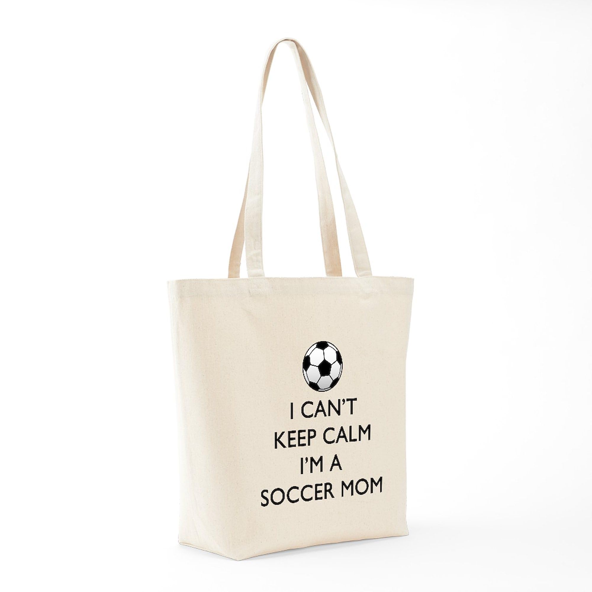 Keep Calm Soccer Mom Tote Bag - Natural Canvas Reusable Shopping Bag for Women | Perfect for Groceries, Beach Trips & Soccer Games
