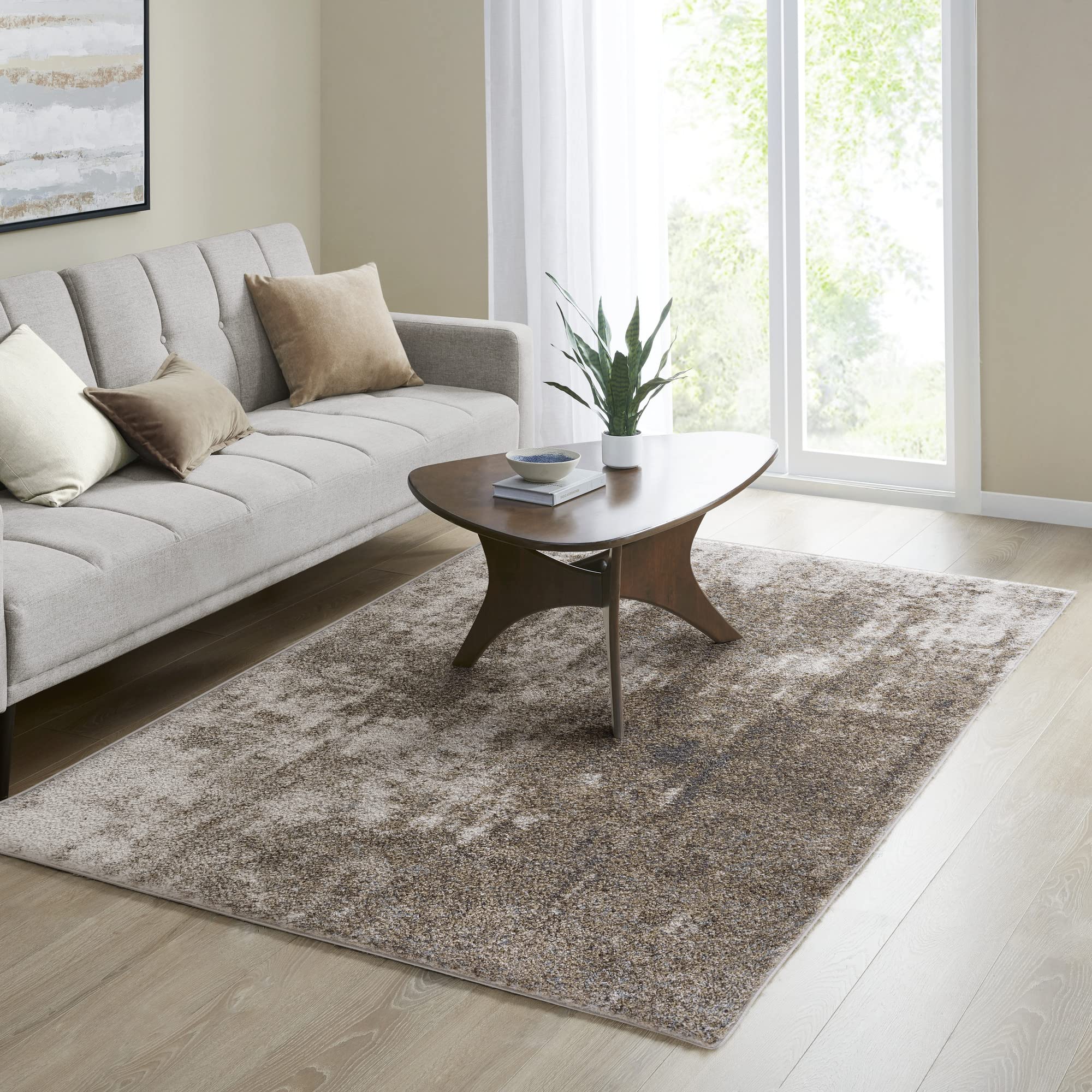 Madison Park Haley Woven Turkish Area Rugs 6'x9' Shag - Ultra Soft Grey/Cream Modern Living Room & Bedroom Carpet - Indoor Dining Accent Home Décor - Perfect for Cozy Spaces & Stylish Interiors