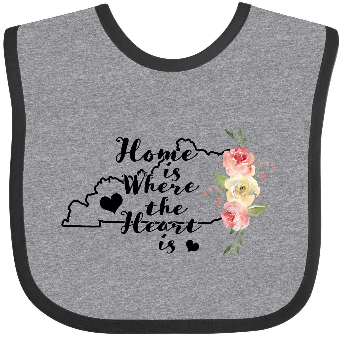 Inktastic Kentucky Home Is Where the Heart Is - Watercolor Floral Baby Bib for Newborns & Infants - Soft, Adjustable & Absorbent - Perfect for Feeding, Playtime & Photo Shoots