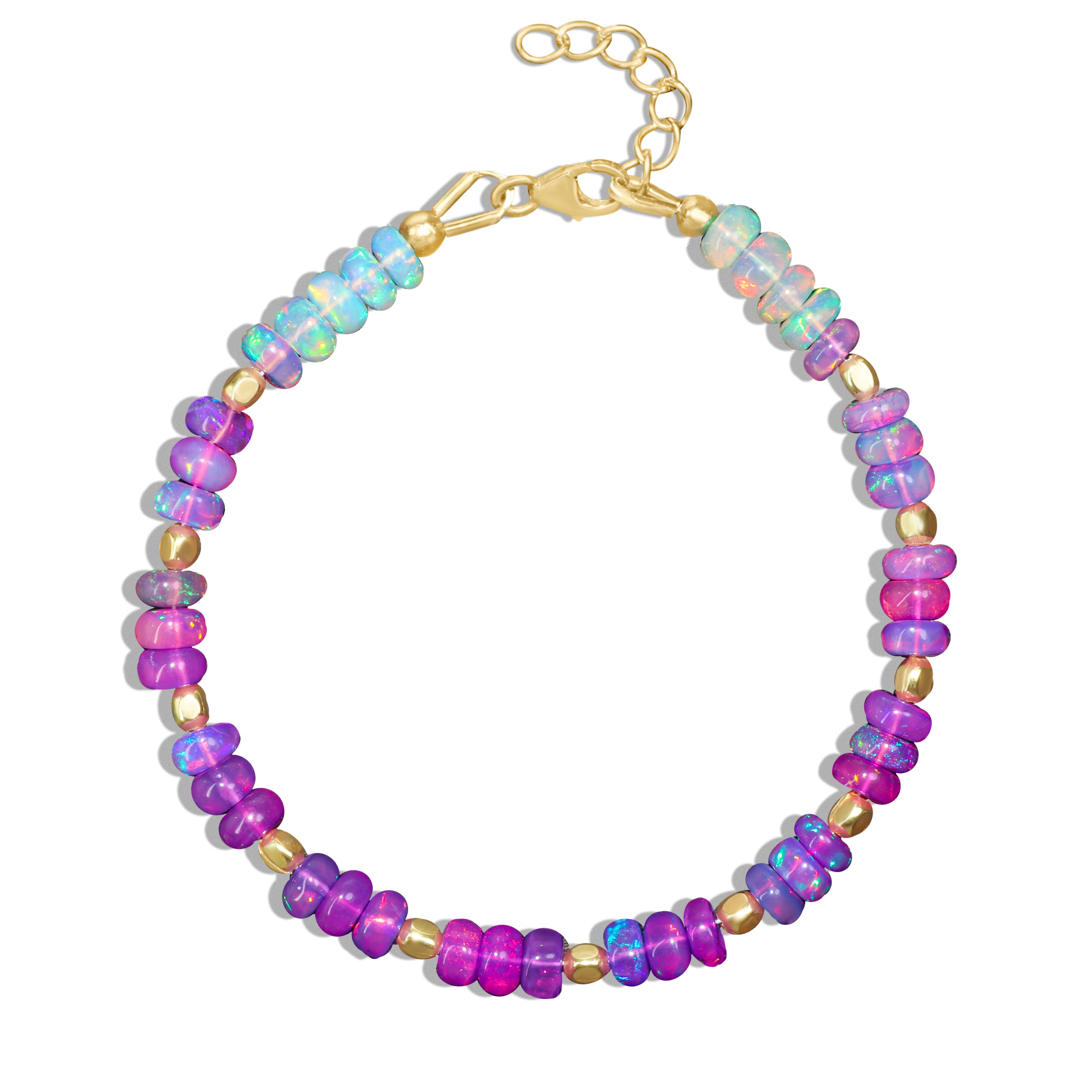 Natural Purple Opal Beaded Bracelet - Gold Filled Handmade Jewelry for Women | Elegant Gift for Birthday, Anniversary & Special Occasions