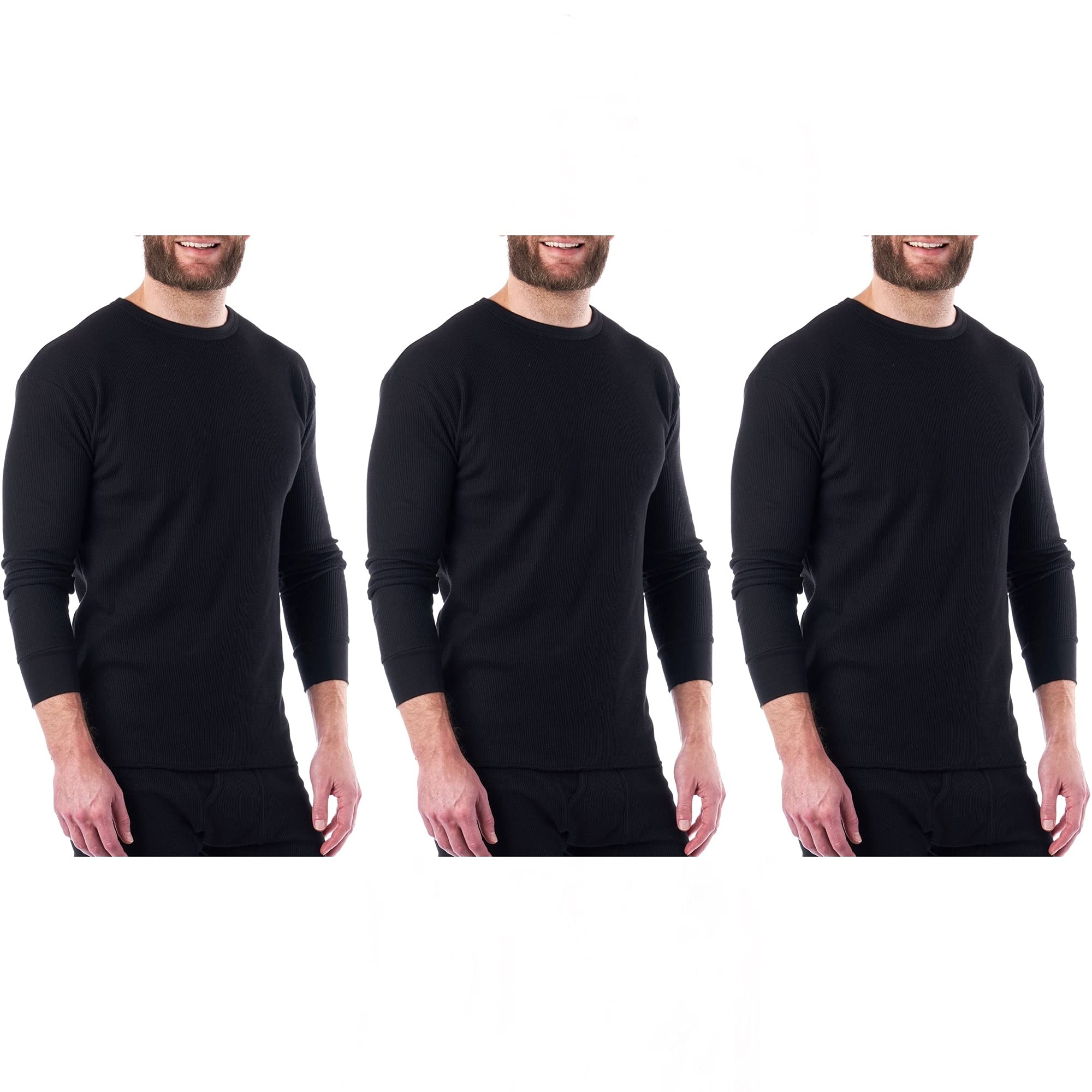Alpine Swiss Men's Thermal Long Sleeve Henley Shirt - Waffle Knit Crew Neck Base Layer for Cold Weather - Perfect for Winter Hiking, Skiing & Outdoor Activities