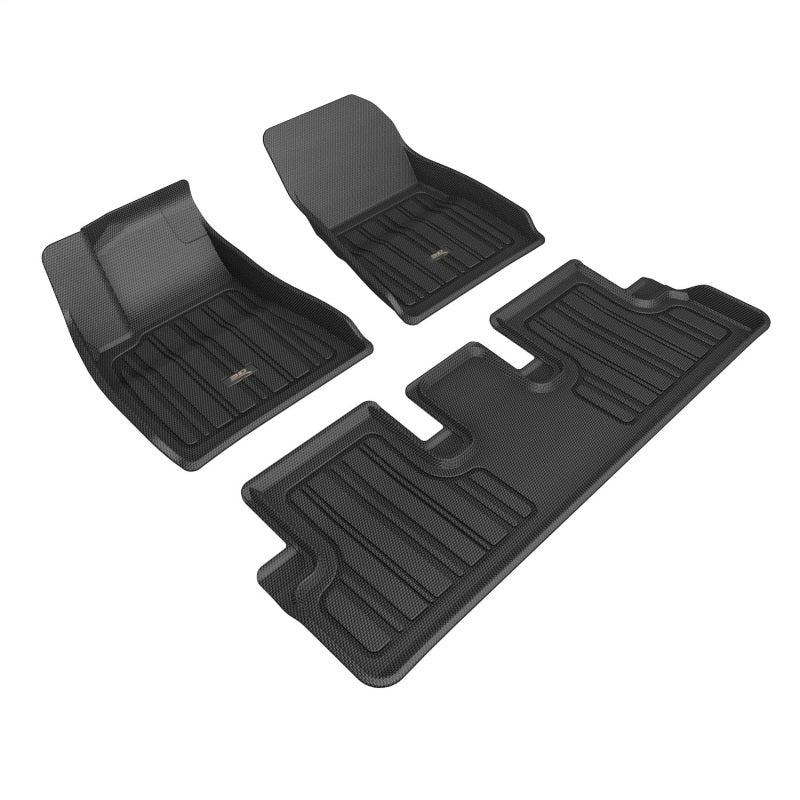 3D Maxpider 2024 Tesla Model 3 Elitect All-Weather Floor Mats - 1st & 2nd Row Custom Fit Car Mats for Tesla Model 3 - Waterproof, Durable & Easy to Clean - Perfect for Daily Commute, Road Trips & Winter Protection