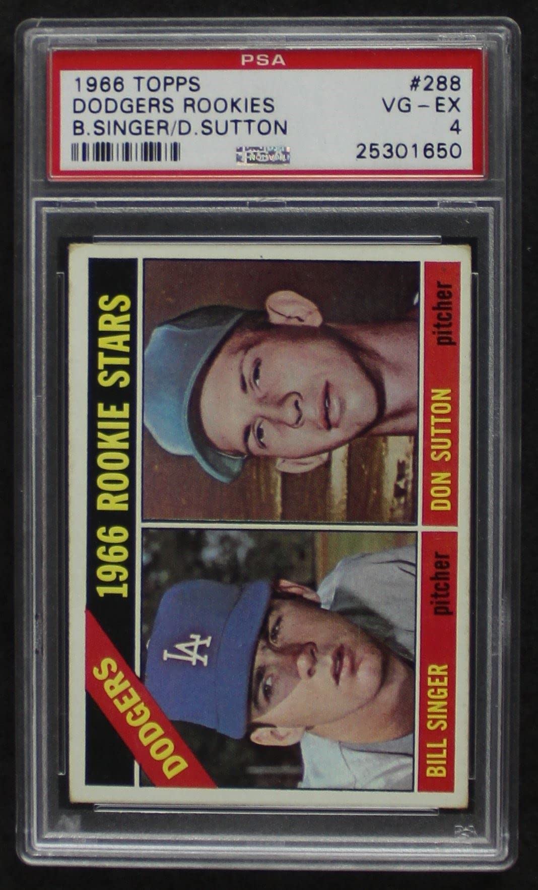1966 Topps #288 Dodgers Rookies Don Sutton & Bill Singer Baseball Card - PSA 4.00 Graded - Los Angeles Dodgers MLB Collectible - Perfect for Vintage Sports Memorabilia Collections & Baseball Fan Gifts