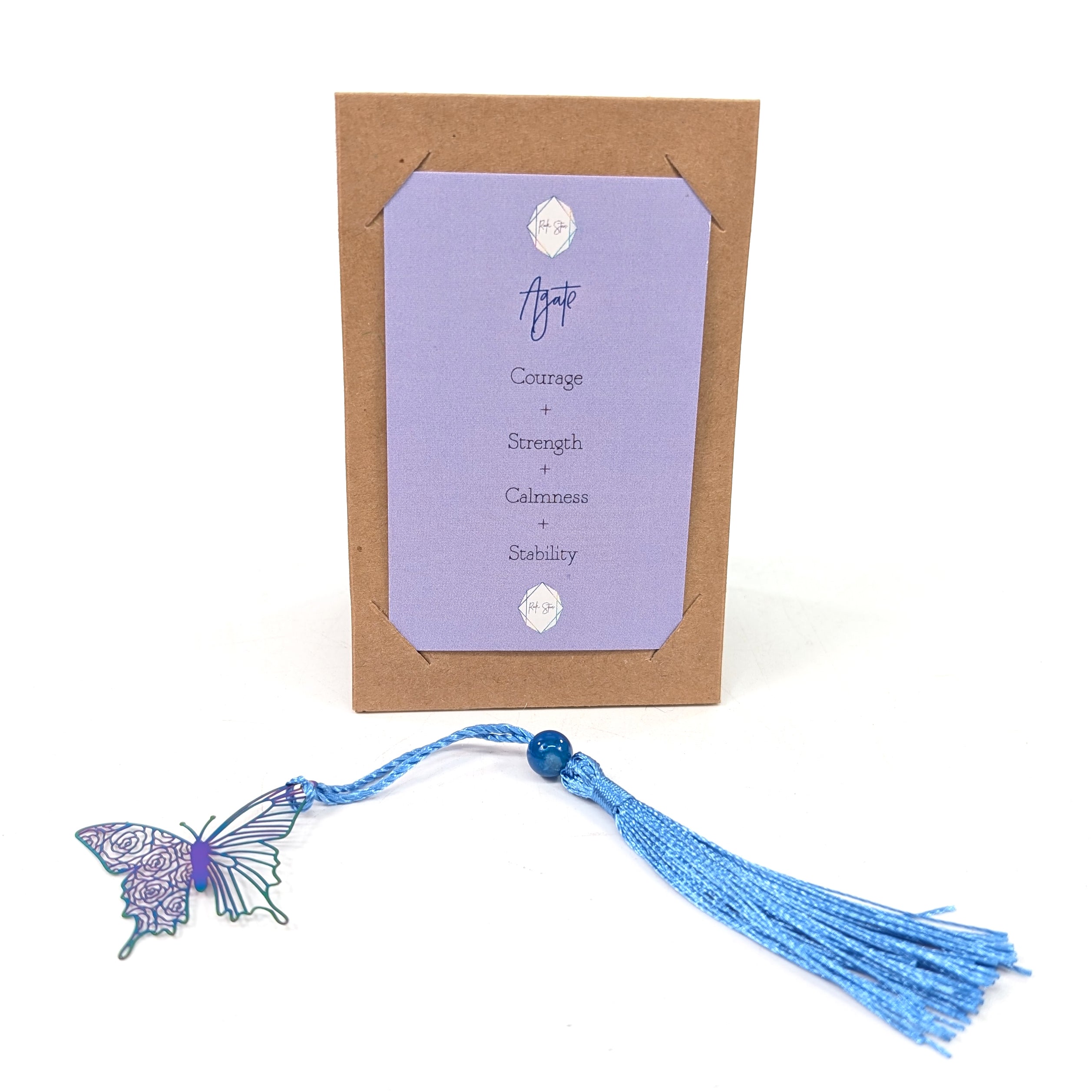 Healing Blue Agate Butterfly Bookmark - Stress Relief & Mindfulness for Readers | Perfect for Meditation, Yoga, and Book Lovers