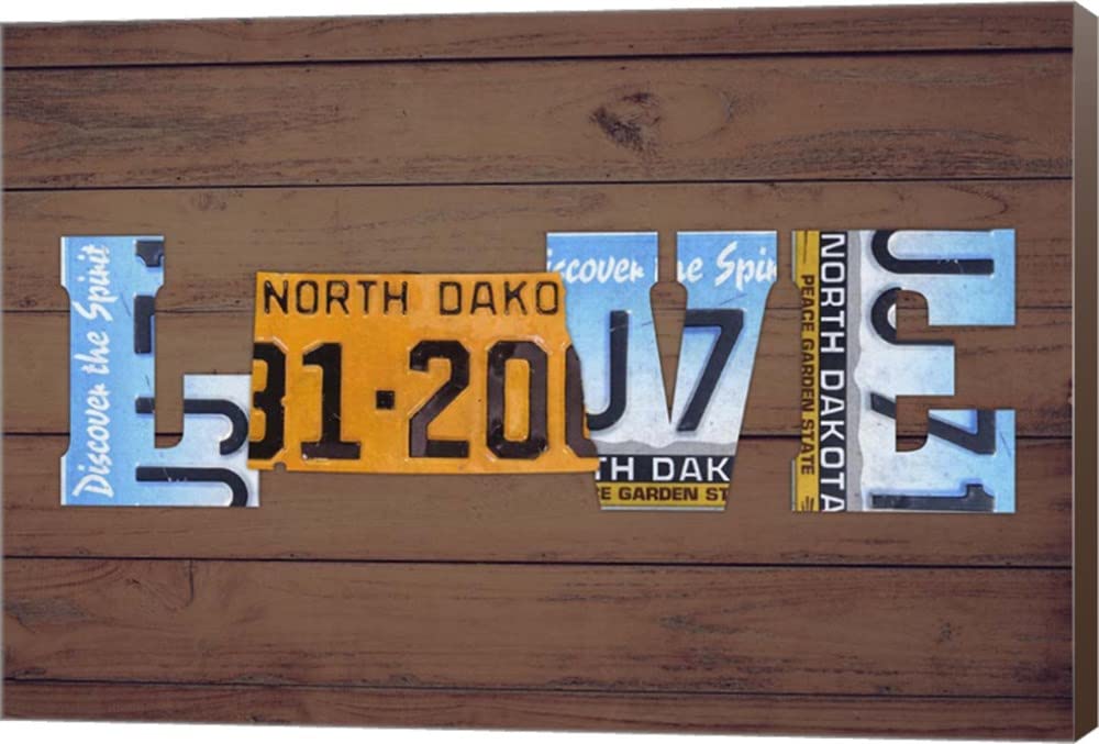 ND State Love by Design Turnpike Canvas Art Wall Picture - 18 x 12 Inches Museum Wrapped with Brown Sides - Perfect for Home Decor, Office Wall Art & Gift Ideas
