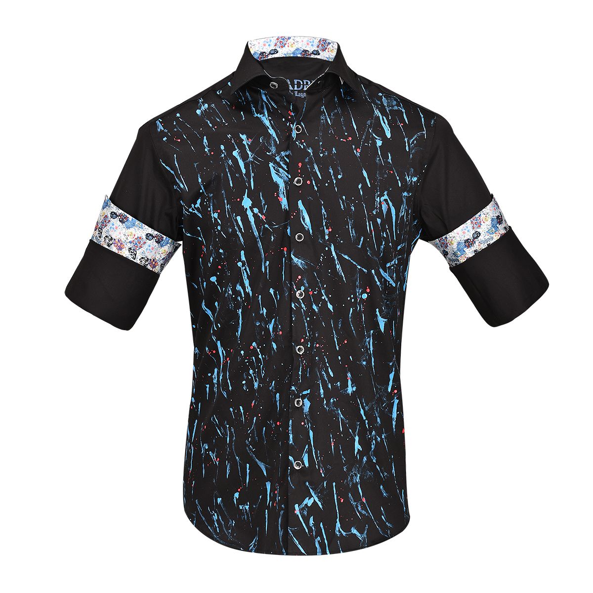 CM522V3 Cuadra Black Fashion Casual Exclusive Hand Painted Men's Shirt - Perfect for Office, Date Night & Casual Outings