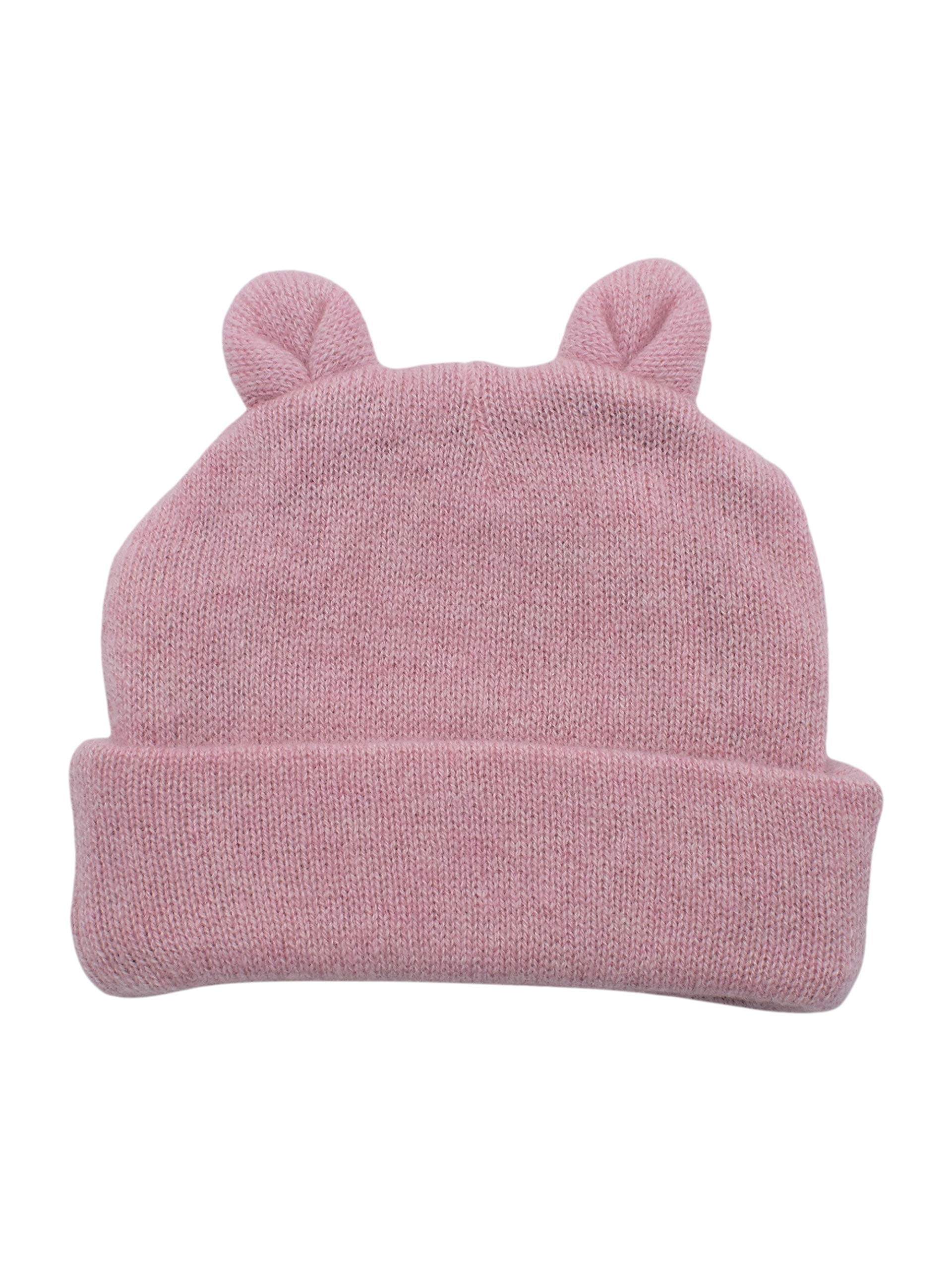 100% Cashmere Baby Hat for Girls - Soft Pink Winter Newborn Beanie - Perfect for Cold Weather & Photo Shoots