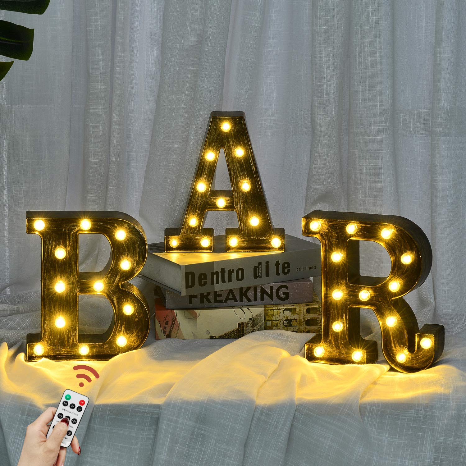 Rdutuok LED Marquee Letters Lights - Battery Powered BAR Signs with Remote Control, Industrial Style Letter Lamp for Home, Pub, Wedding & Party Decor - Perfect for Wall Decor, Backdrop Lighting & Nightclub Atmosphere