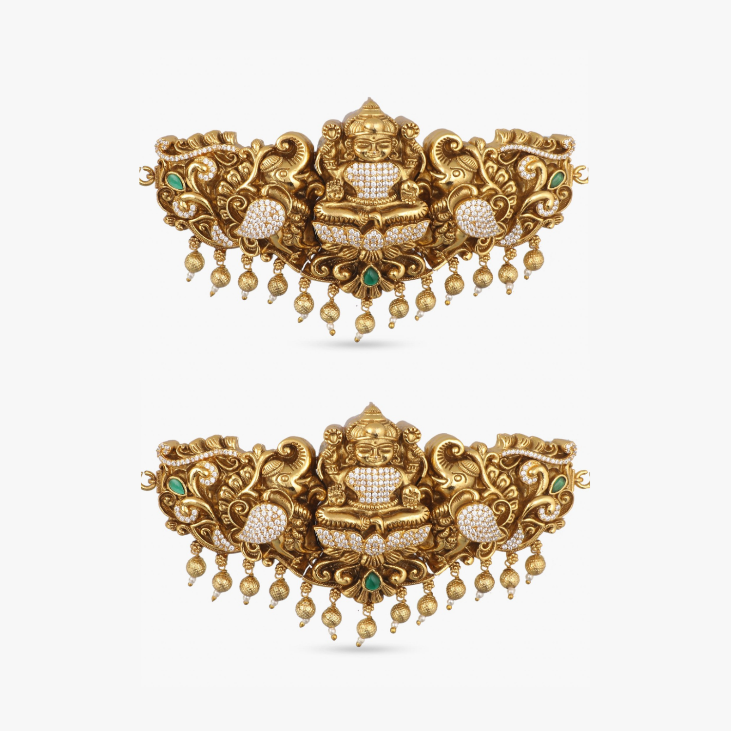 Vintage Indian Temple Armlets - Handcrafted Antique Gold Plated Bangles for Women - Perfect for Weddings, Festivals & Boho Fashion