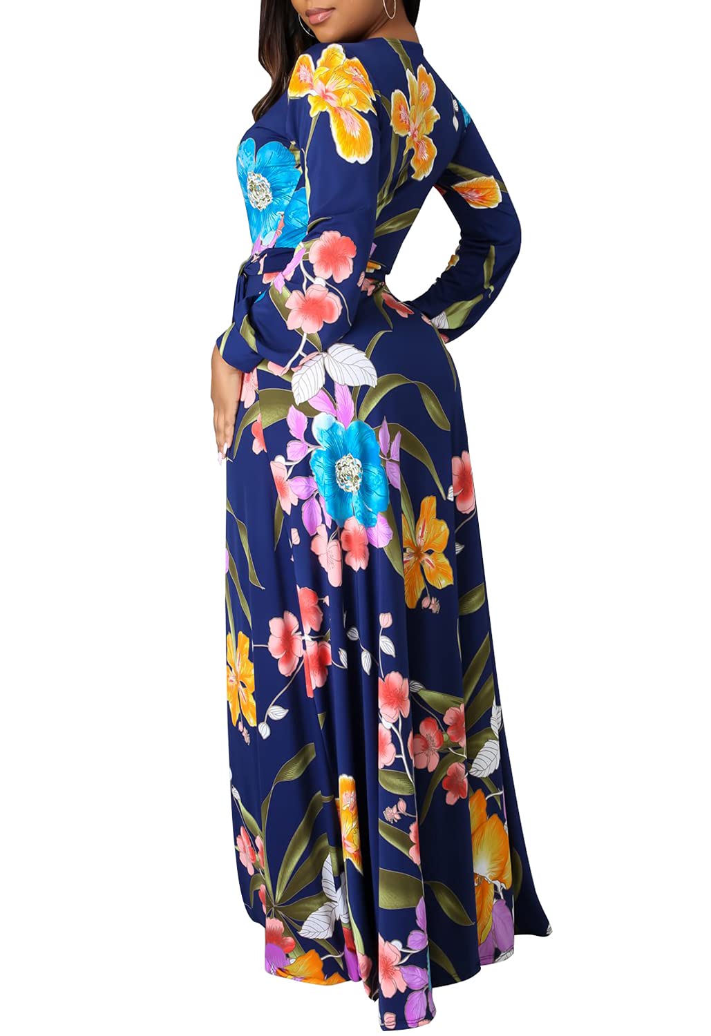 JTNFairy Women's Floral Print Long Maxi Dress - Plus Size Casual & Party Outfits for Beach, Wedding & Summer Vacations