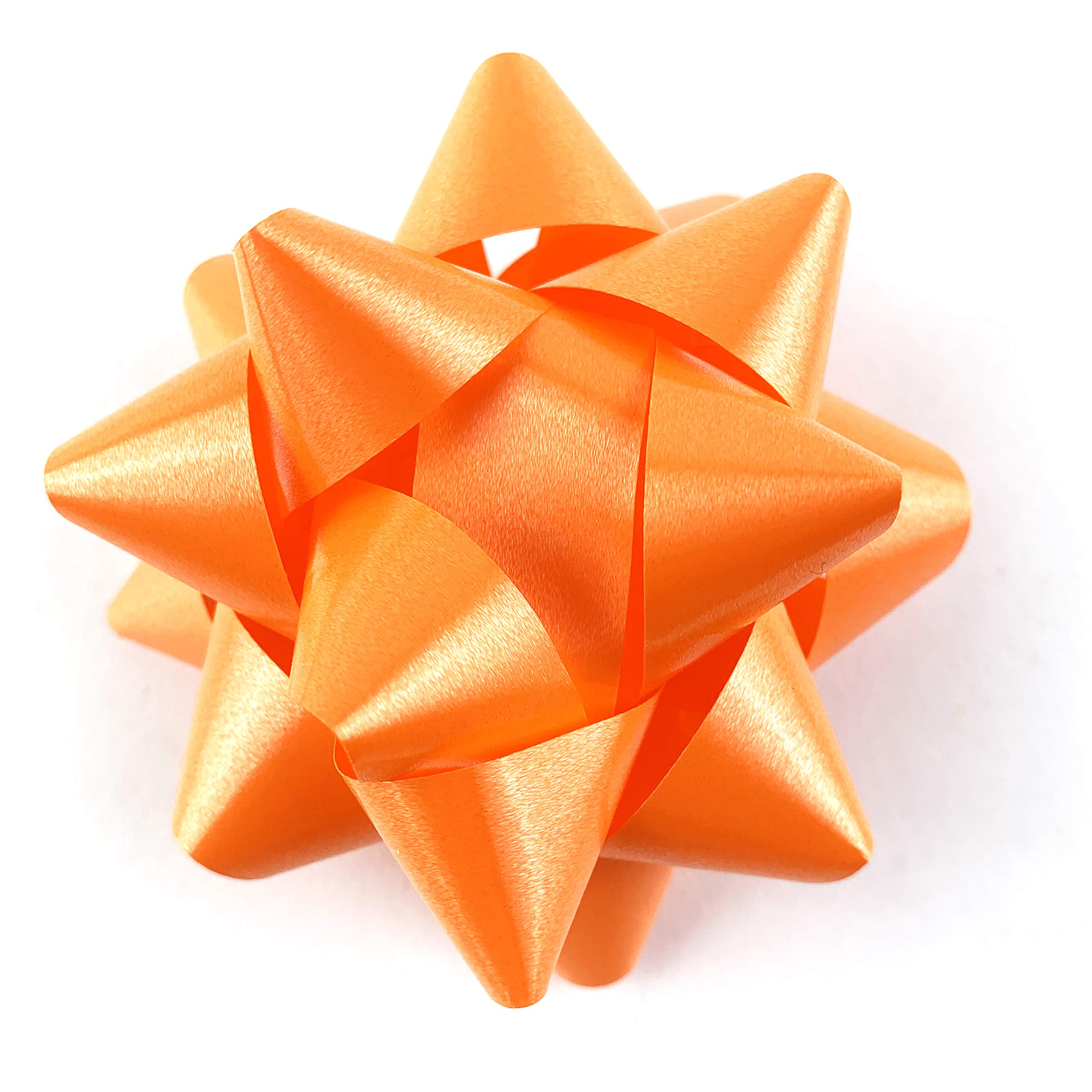 Orange Confetti Star Gift Bows for Christmas - 3.75 Inch Wrapping Bows (15 Pack) - Perfect for Holiday Presents, Party Decorations & Gift Wrapping