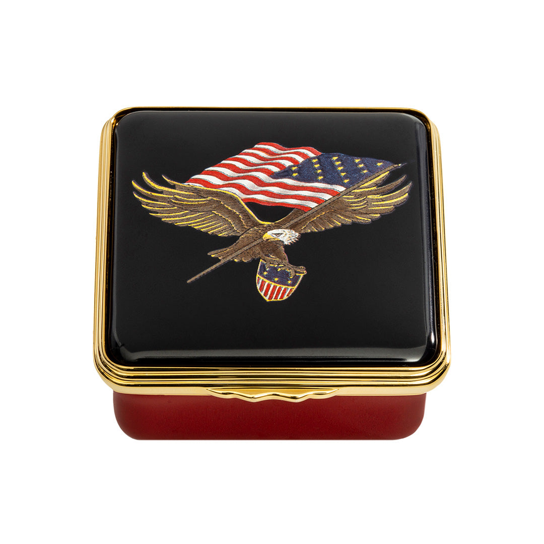 Patriotic Star Spangled Banner Enamel Jewelry Box - Perfect for American Flag Collectors, Gift Giving & Home Decor