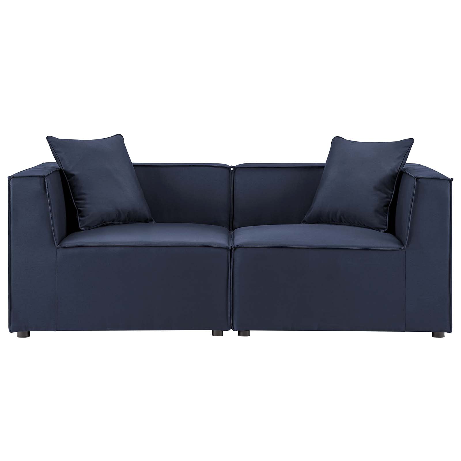 Modern Blue Navy Lounge Loveseat Sofa for Outdoor Patio, Balcony, Cafe, Bistro, Garden, Hotel & Hospitality Spaces