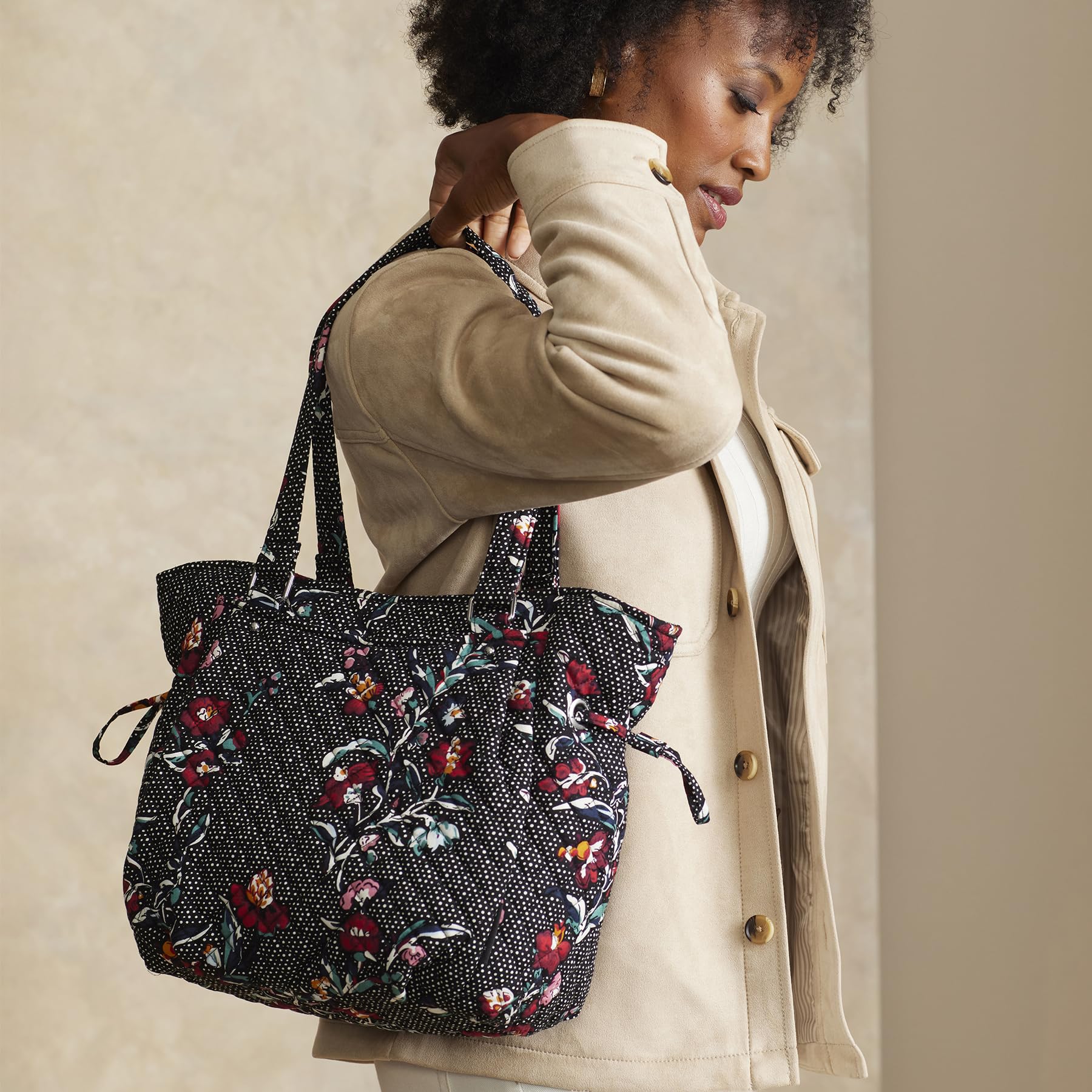 Vera Bradley Women's Cotton Glenna Satchel Handbag - Stylish Crossbody Purse for Work, Travel & Everyday Use