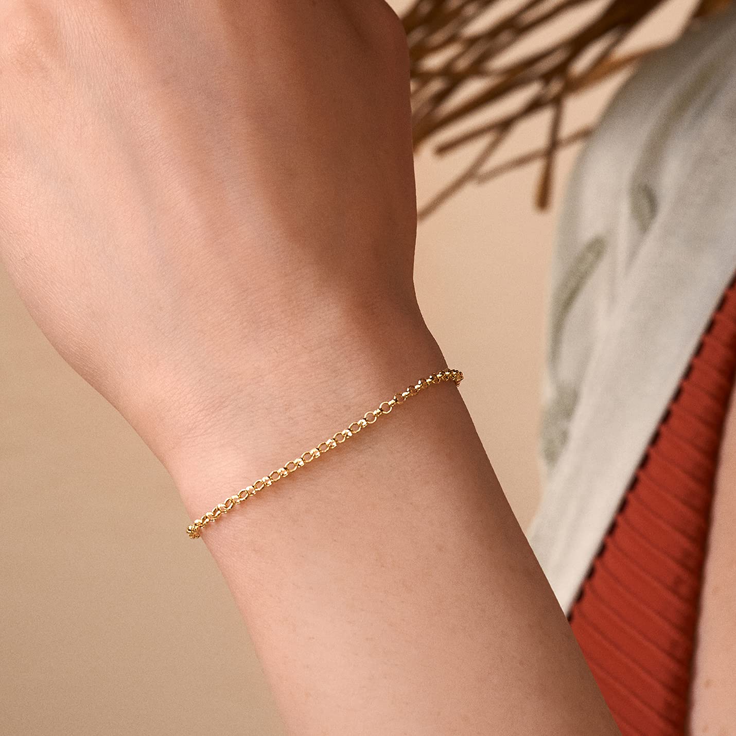 14K Solid Gold Adjustable Rolo Chain Bracelet for Women - Elegant Everyday Jewelry for Casual & Formal Occasions